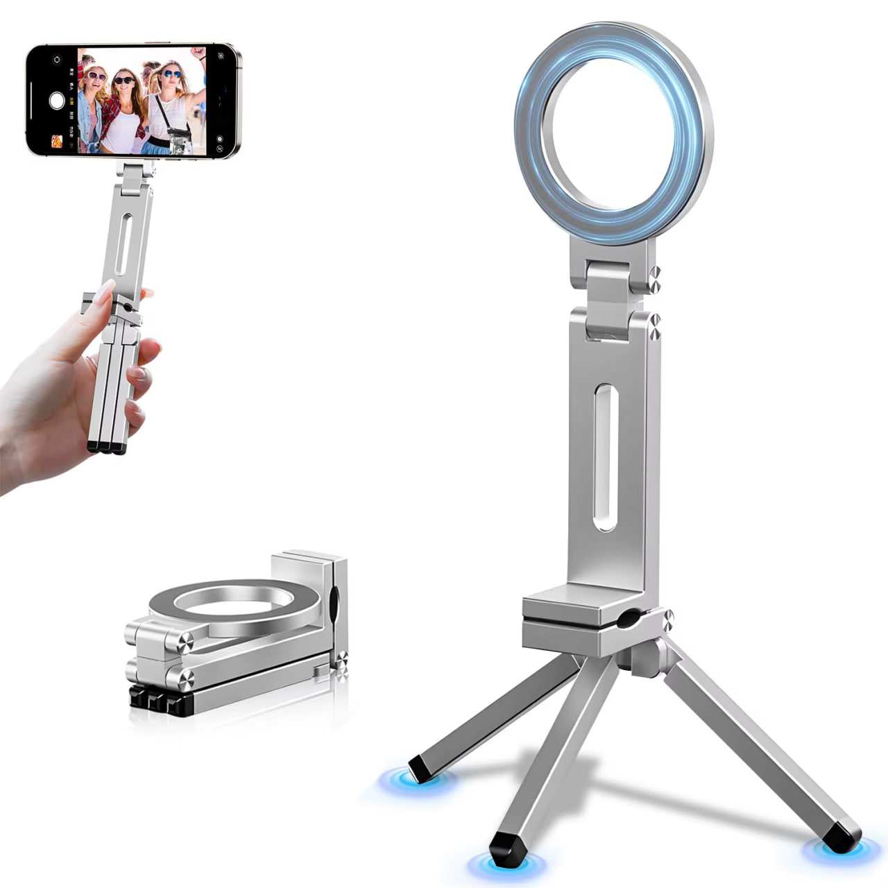 هولدر مگنتی تاشو رومیزی بونروی E01S با قابلیت اتصال به لبه میز و تخت