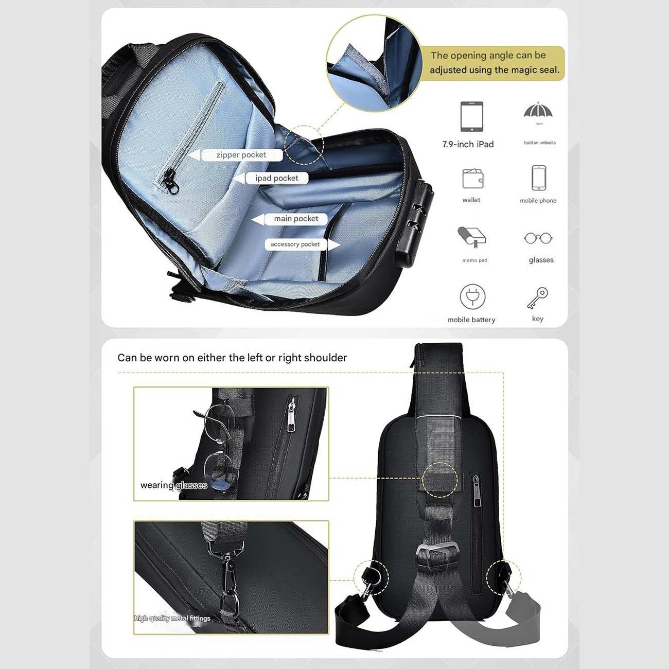 کیف کراس بادی رمزدار ضدآب فشن FASHION D03