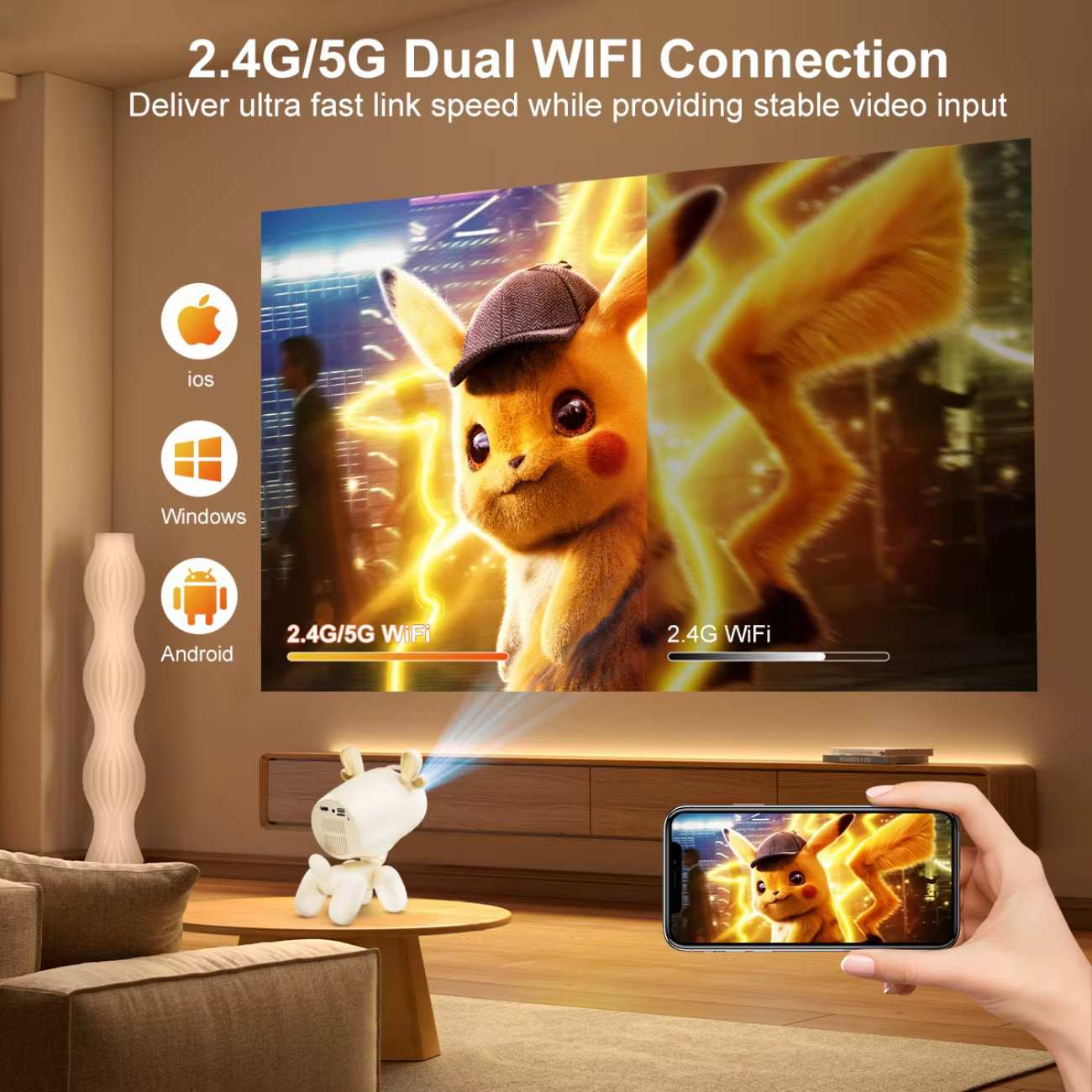 مینی ویدئو پروژکتور هوشمند قابل حمل JY320LI