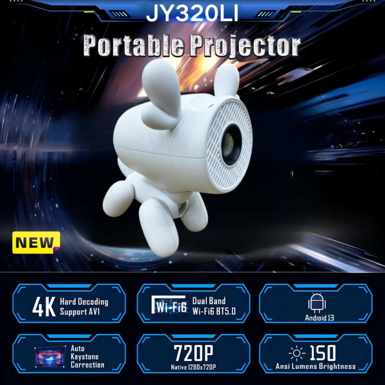 مینی ویدئو پروژکتور هوشمند قابل حمل JY320LI