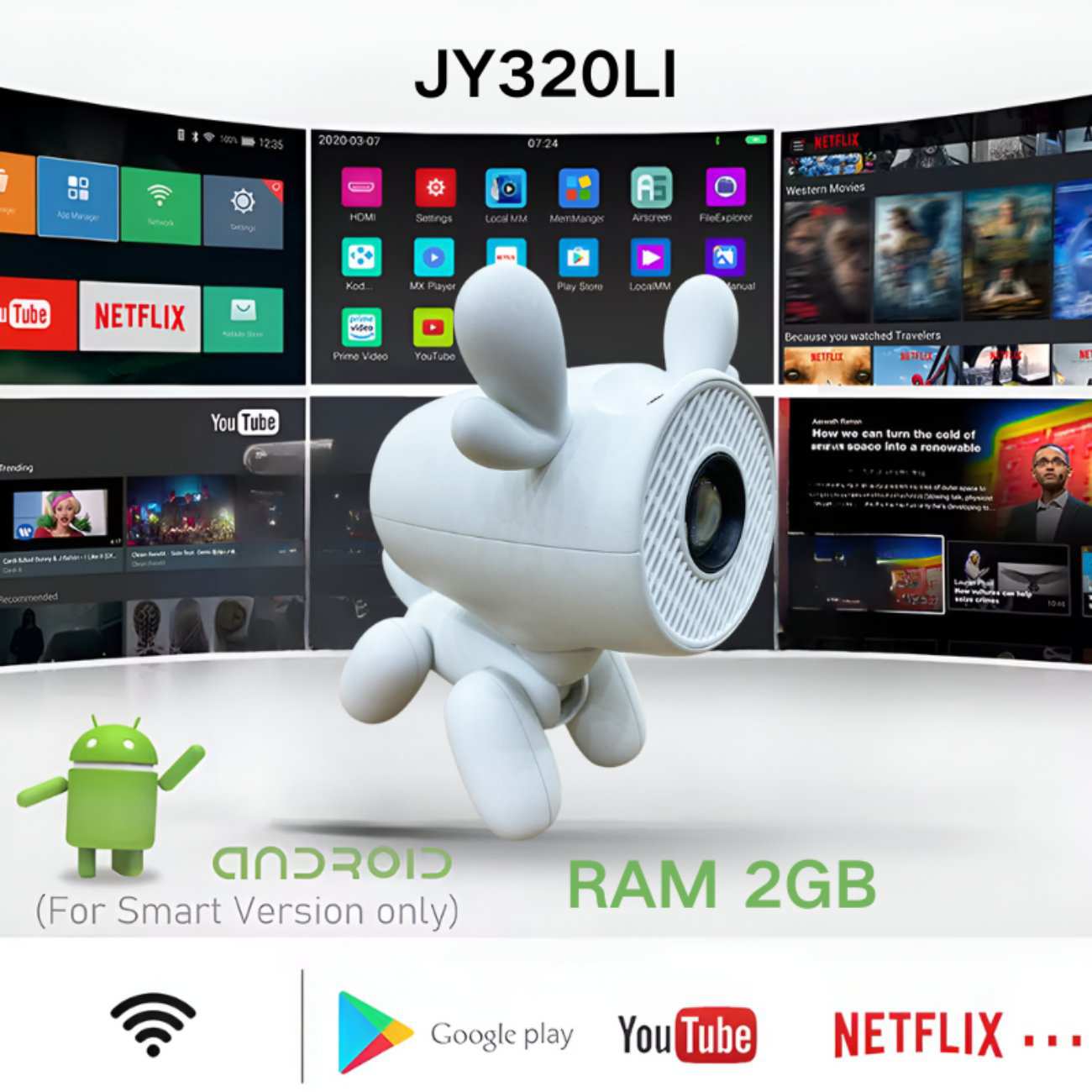 مینی ویدئو پروژکتور هوشمند قابل حمل JY320LI