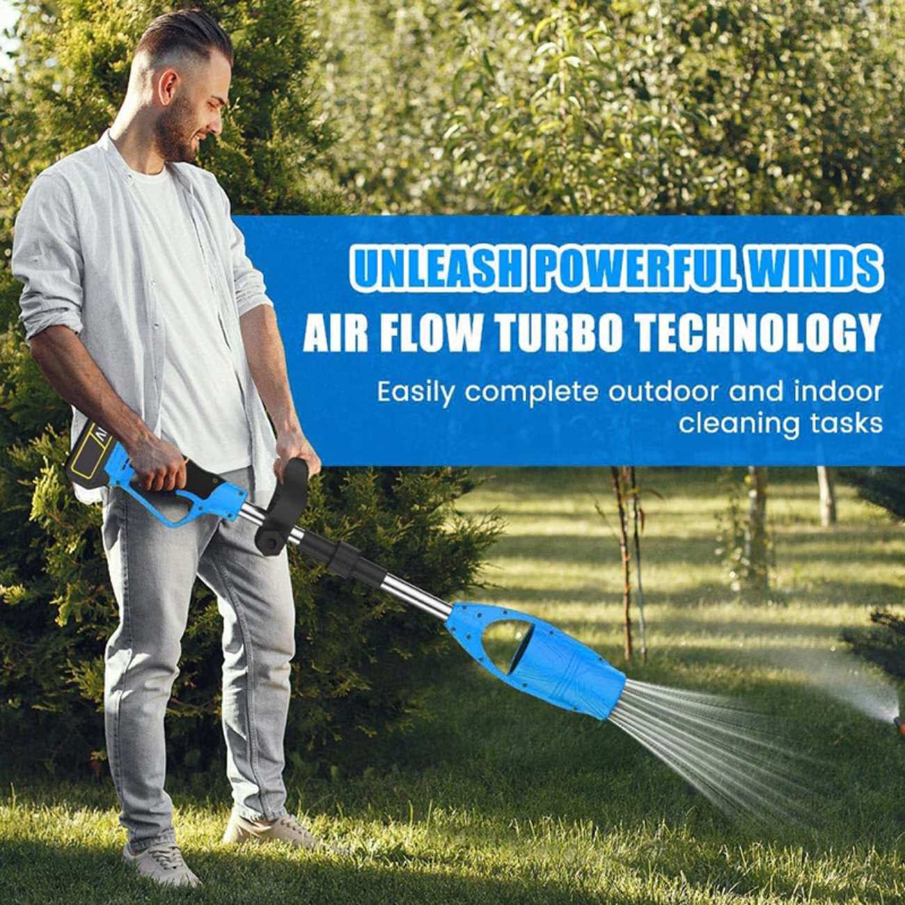 جت فن دمنده دسته دار تاشو شارژی قابل حمل CORDLESS LEAF BLOWER با باتری یدک