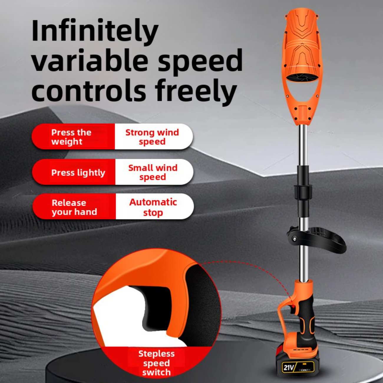 جت فن دمنده دسته دار تاشو شارژی قابل حمل CORDLESS LEAF BLOWER با باتری یدک