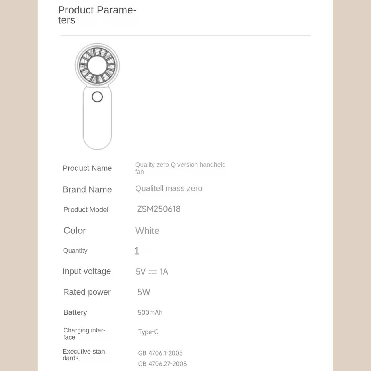 پنکه شارژی دستی کوالیتل Qualitell Y6