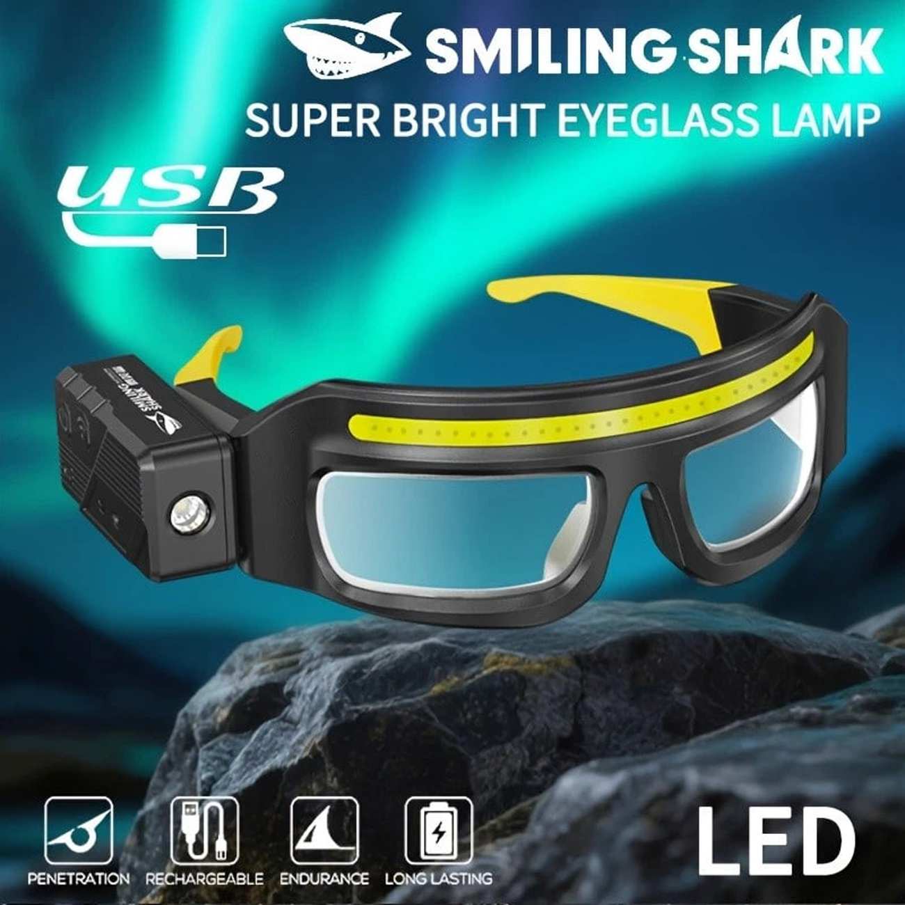 هدلایت سنسوردار و عینک کار اسمایلینگ شارک SmilingShark TD0243