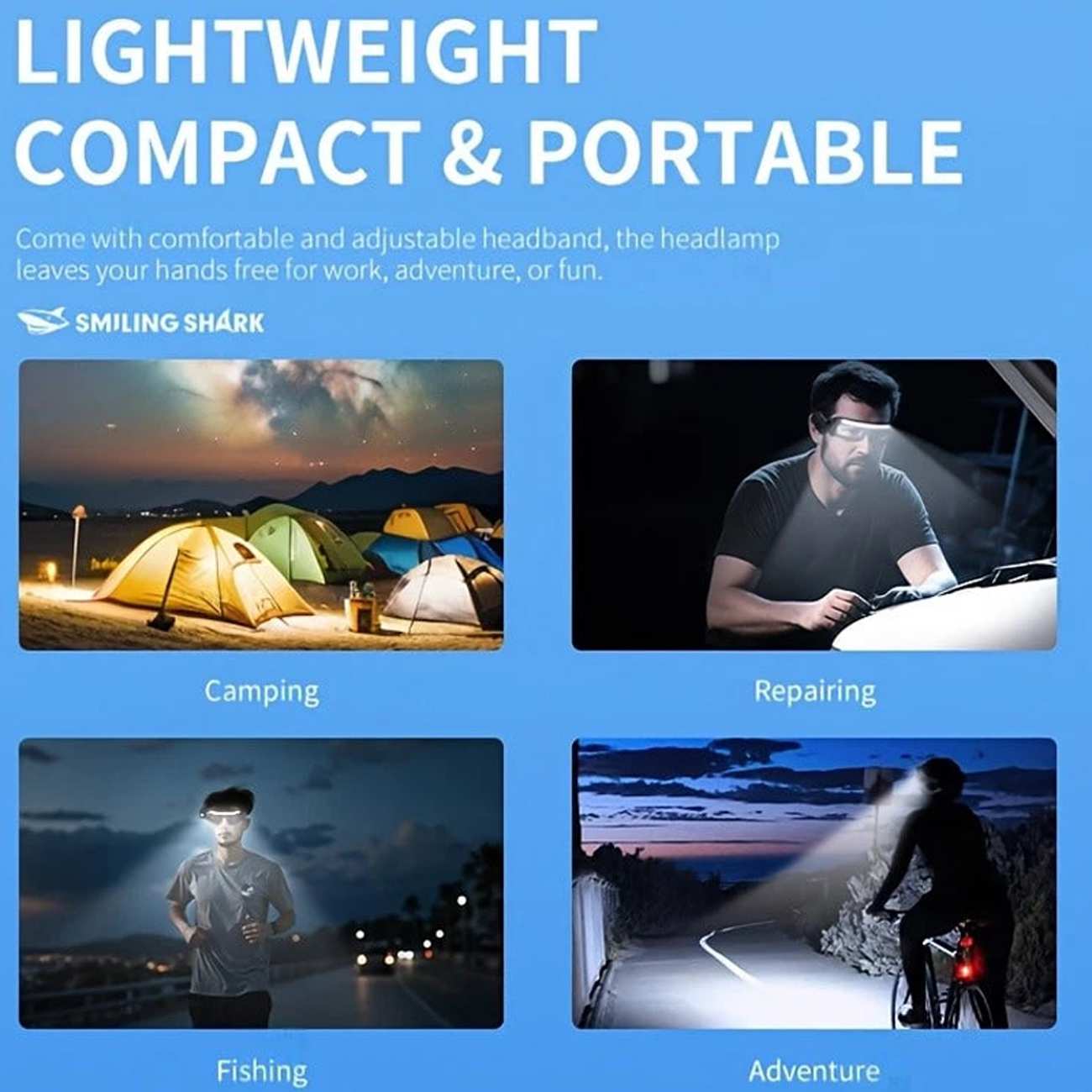 هدلایت سنسوردار و عینک کار اسمایلینگ شارک SmilingShark TD0243