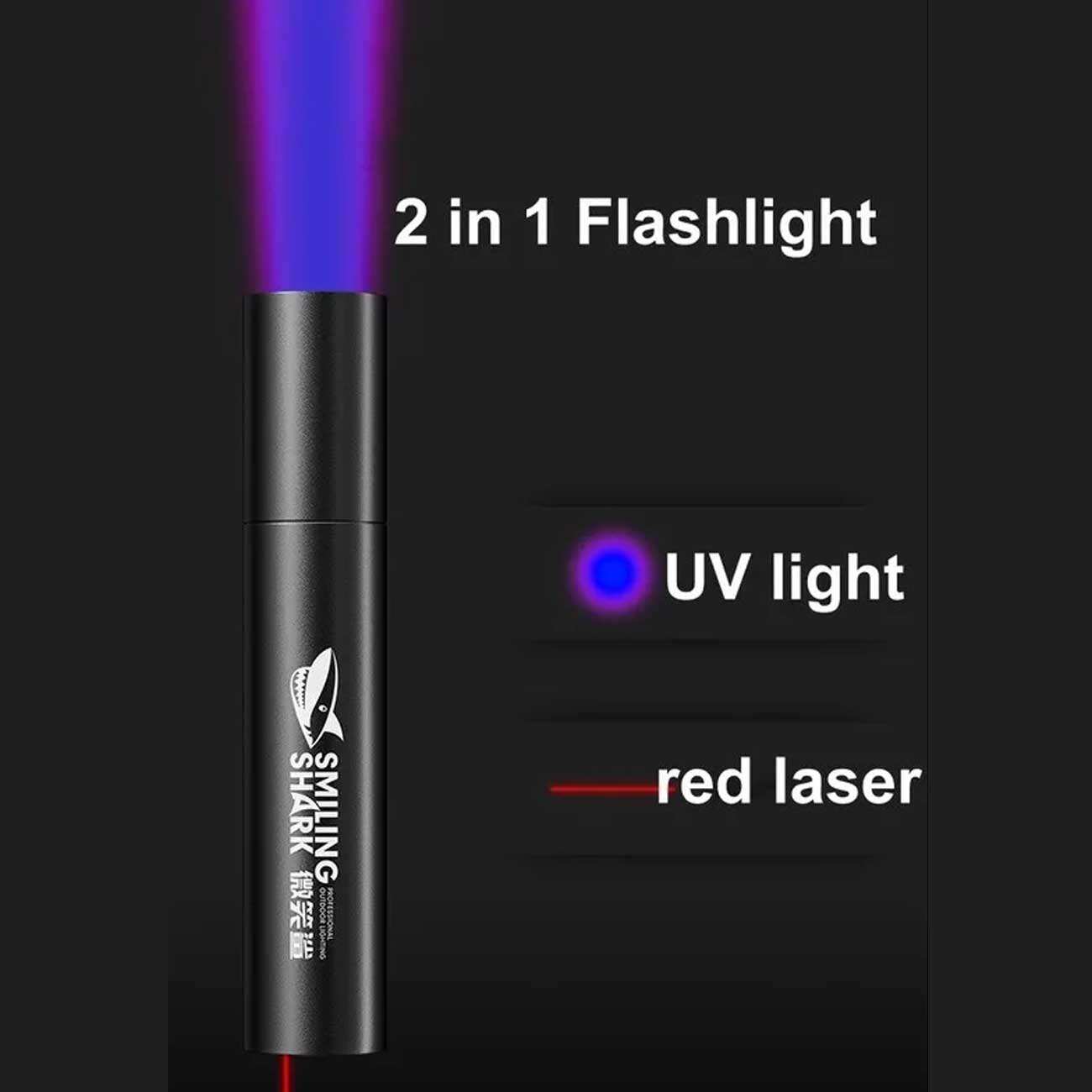 چراغقوه و لیزر قرمز اسمایلینگ شارک SmilingShark SD0112 یووی با نور فرابنفش