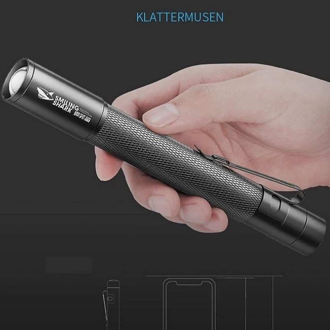 چراغقوه جیبی قلمی ضدآب اسمایلینگشارک sd-1211