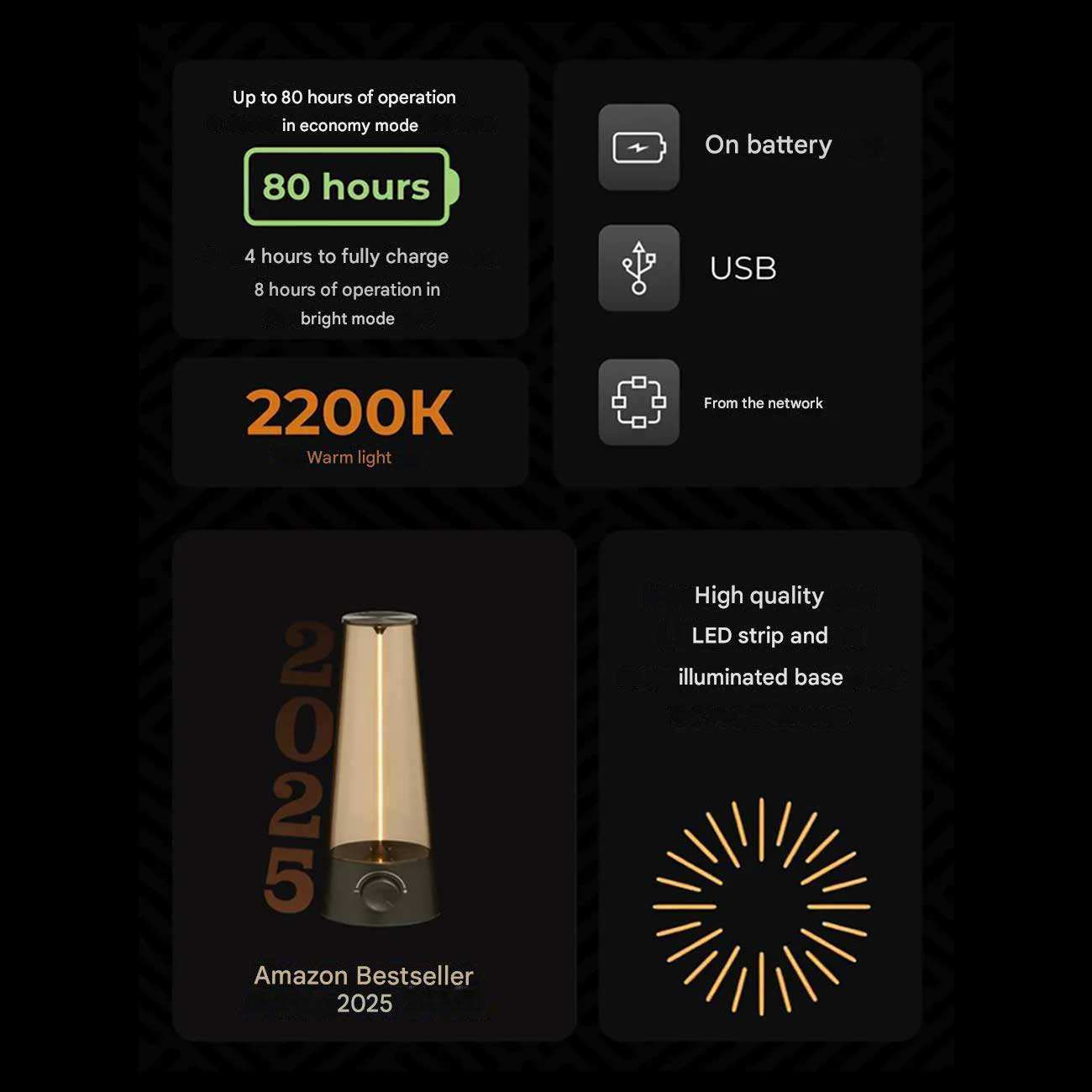 چراغ خواب خطی رومیزی شارژی WB-5