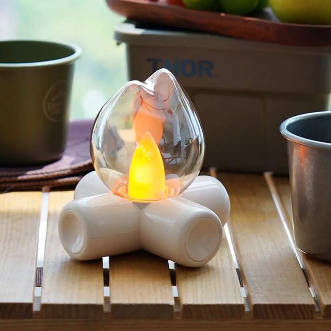 چراغ خواب فانتزی شارژی رومیزی QV-16 طرح شعله