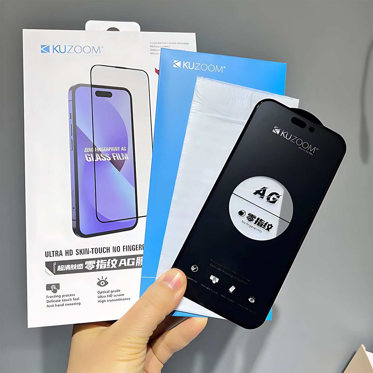 گلس گوشی آیفون 17 پرو کوزوم KUZOOM ULTRA HD ضدتعریق و بدون جاماندن اثر انگشت