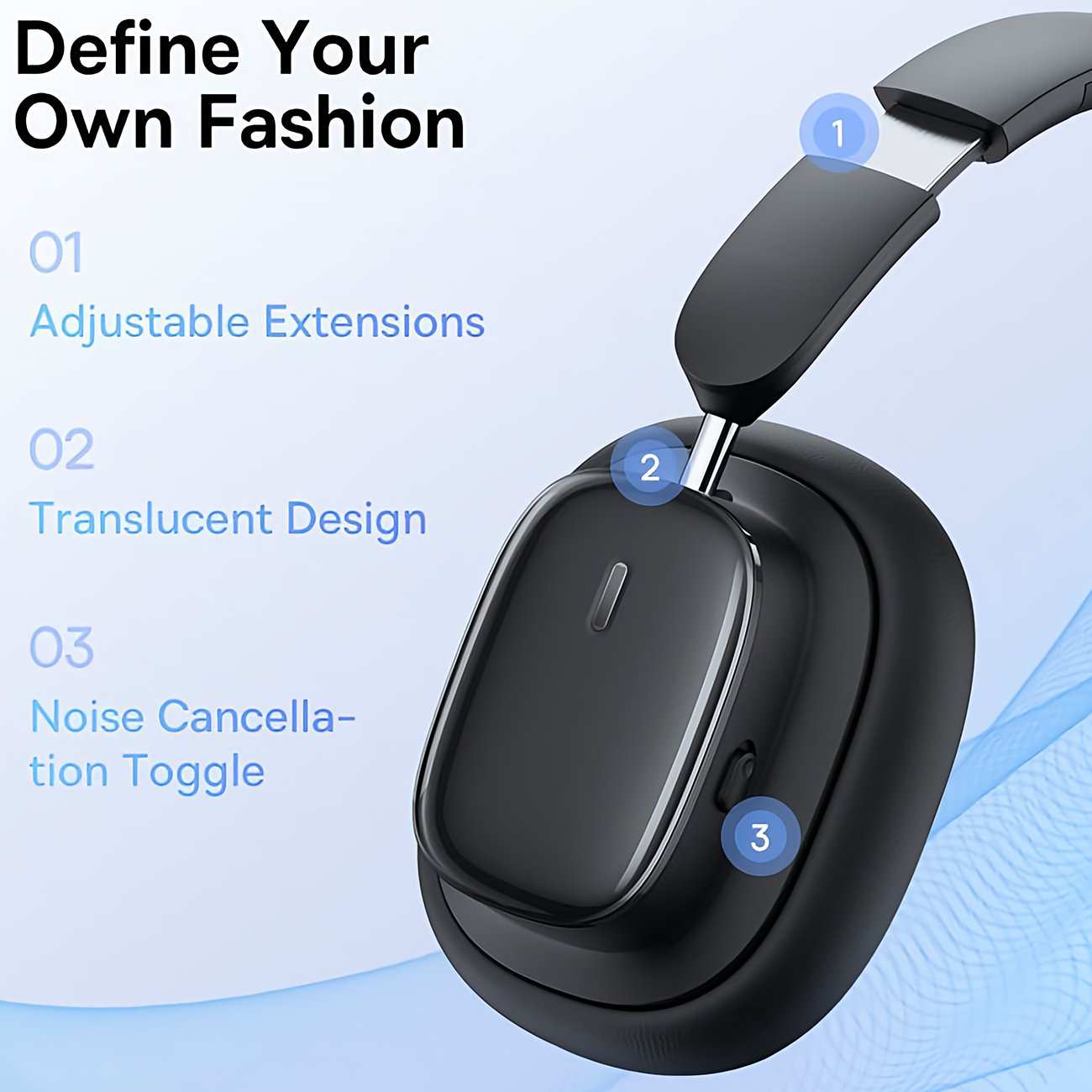 هدفون بلوتوثی 5.3 نویز کنسلینگ فعال بیسوس Baseus Bowie H1i