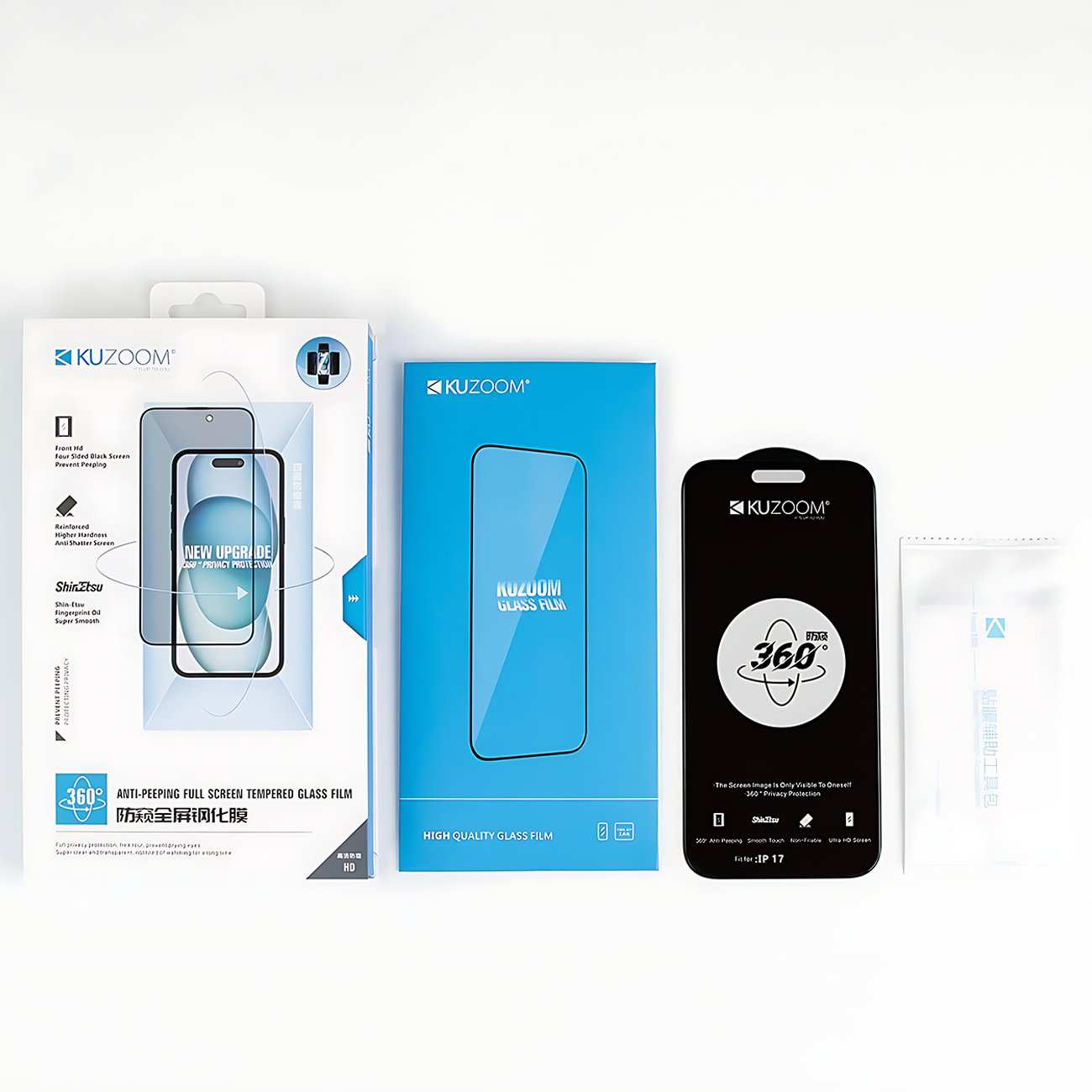 گلس پرایوسی 360 درجه آیفون 17 پرو کوزوم KUZOOM ANTI-PEEPING