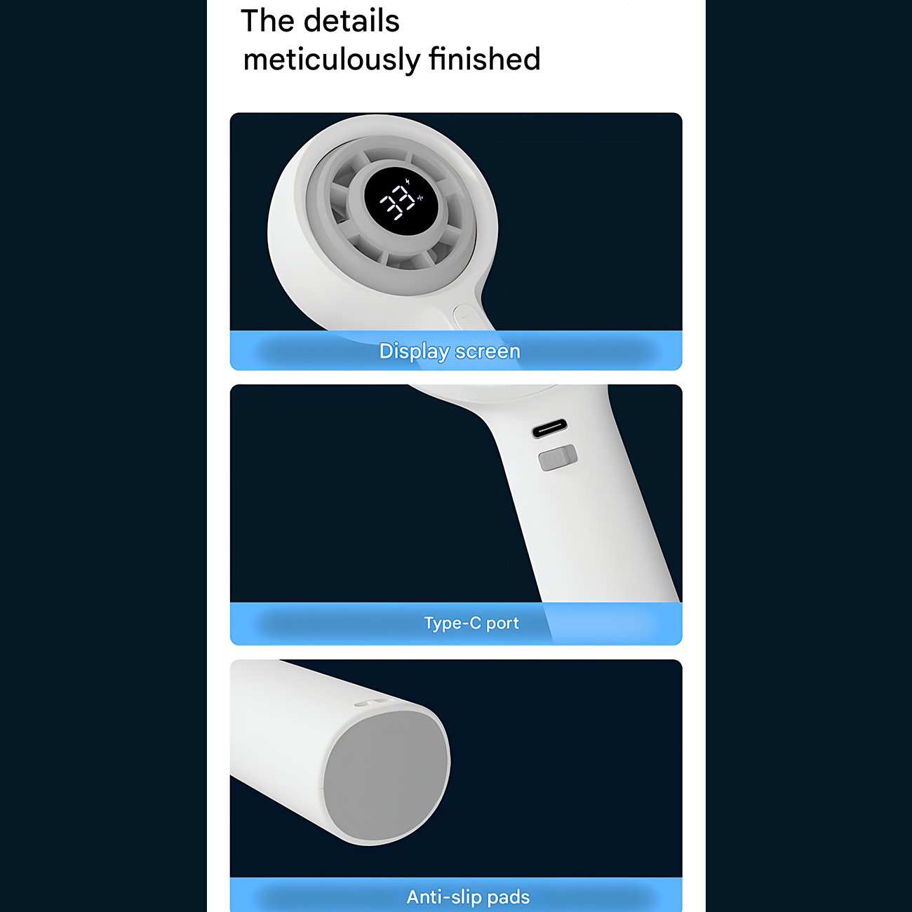پنکه شارژی دستی دیجیتالی قابل چرخش کوالیتل Qualitell Y3 GXF06