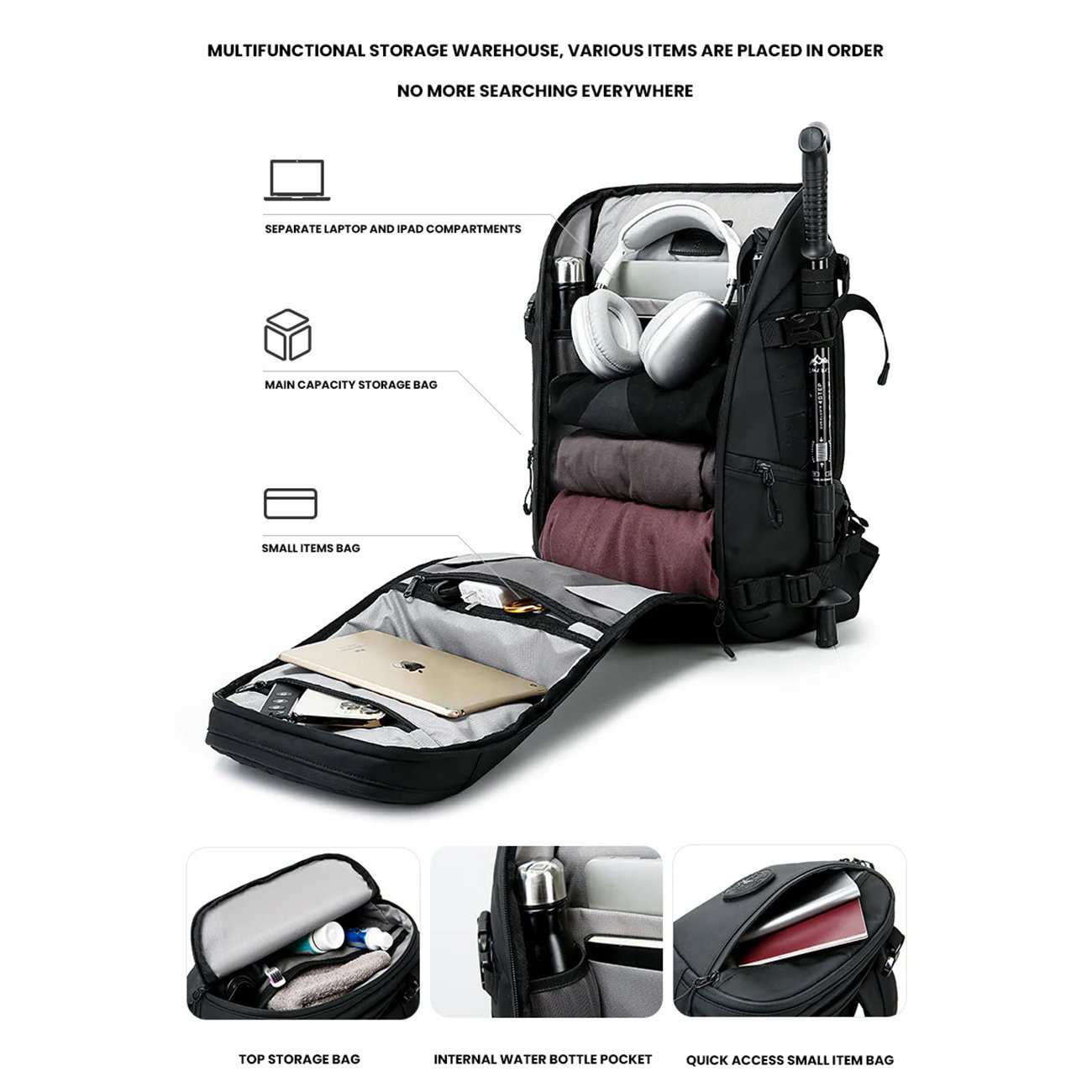 کوله پشتی مسافرتی، کوهنوردی و لپتاپ 15.6 اینچ ضدآب بنج BANGE FW-226 با ظرفیت 22 لیتر