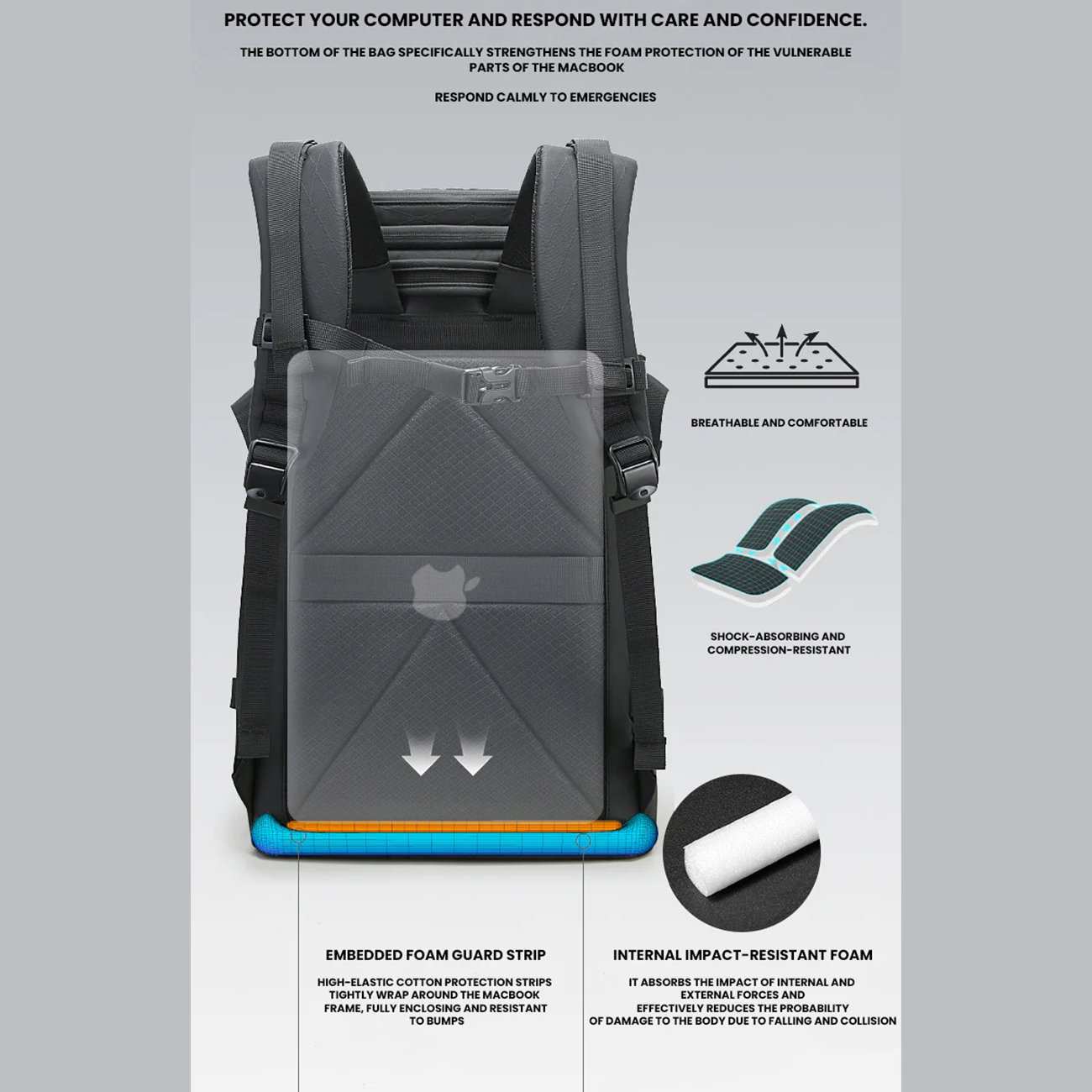 کوله پشتی مسافرتی، کوهنوردی و لپتاپ 15.6 اینچ ضدآب بنج BANGE FW-226 با ظرفیت 22 لیتر