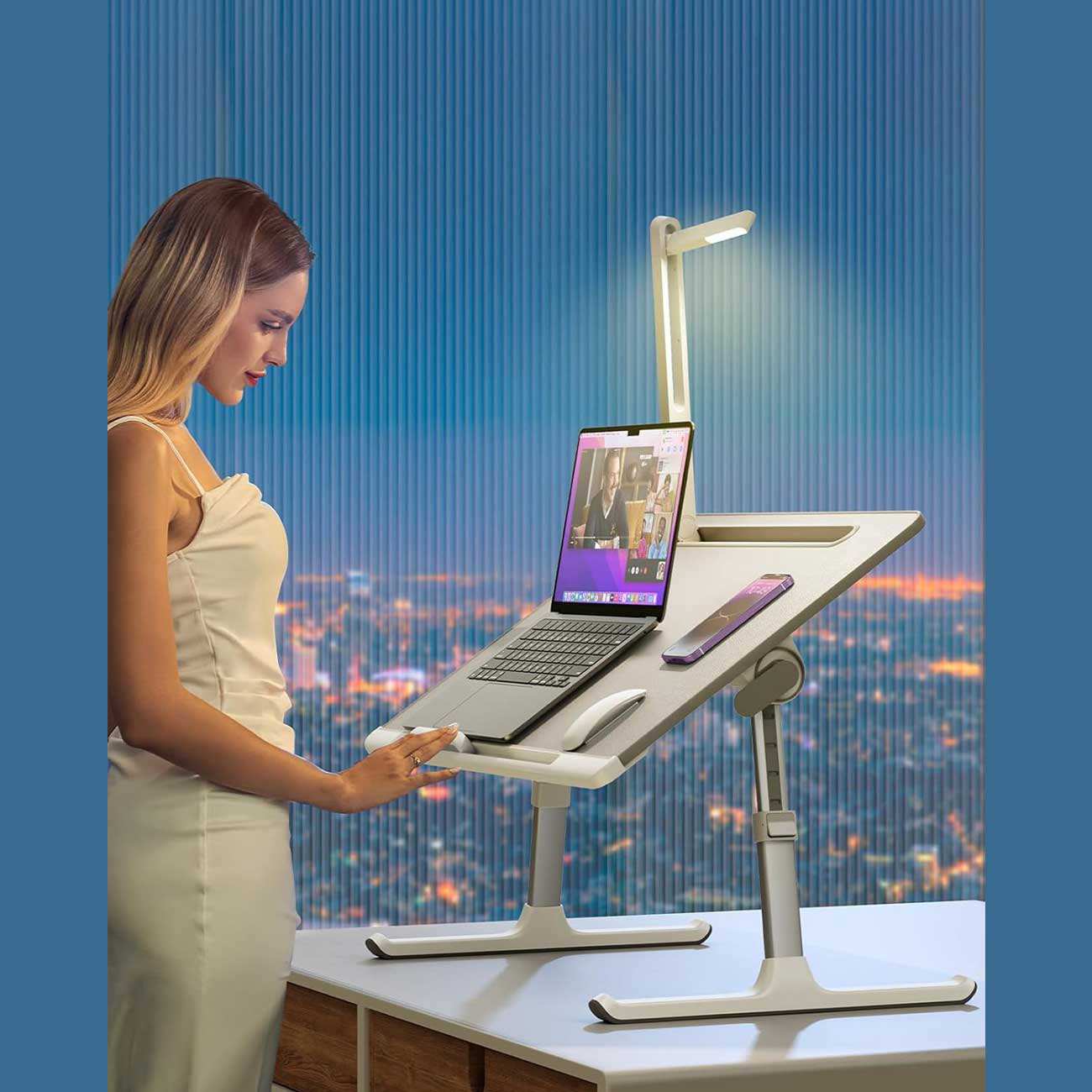 میز تحریر و لپتاپ تا 17 اینچ دارای چراغ LED سایجی k8 تاشو و قابل حمل