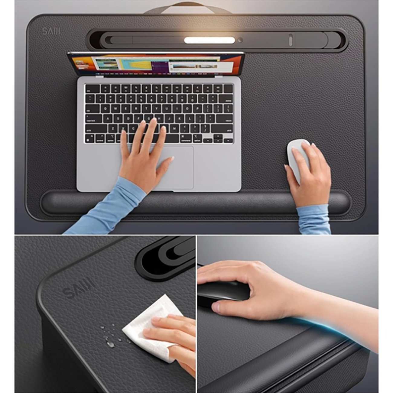 میز لپتاپ 16 تا 17 اینچ روی پا سایجی GX8 دارای چراغ LED و بالشتک