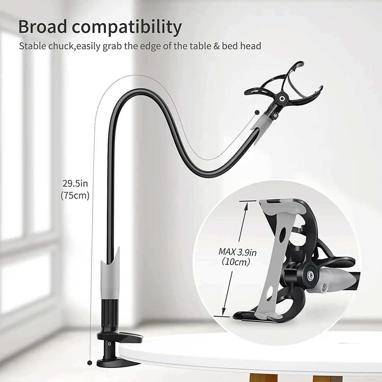 هولدر موبایل بازو بلند سایجی IVY1 با قابلیت اتصال به لبه میز و تخت