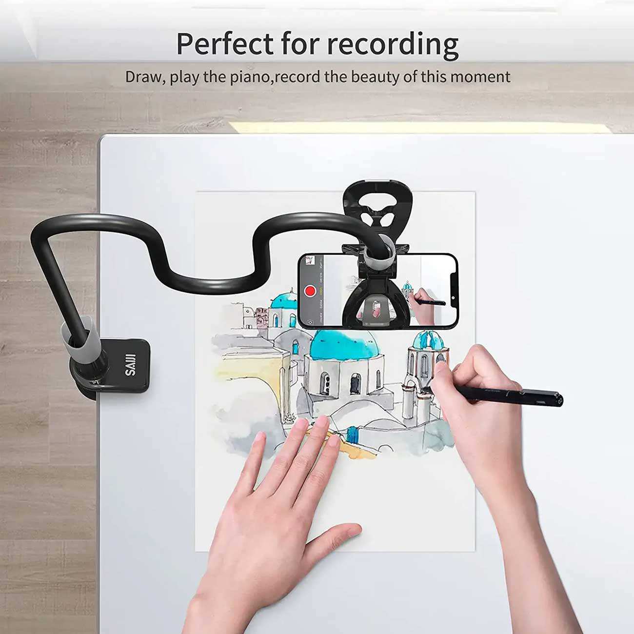 هولدر موبایل بازو بلند سایجی IVY1 با قابلیت اتصال به لبه میز و تخت