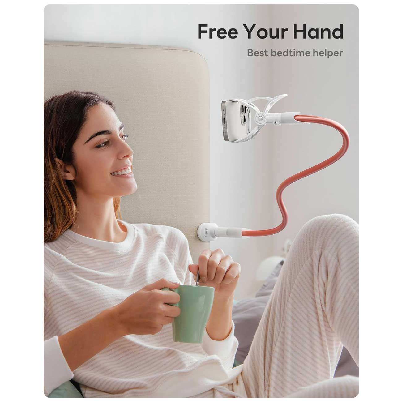 هولدر موبایل بازو بلند سایجی IVY1 با قابلیت اتصال به لبه میز و تخت