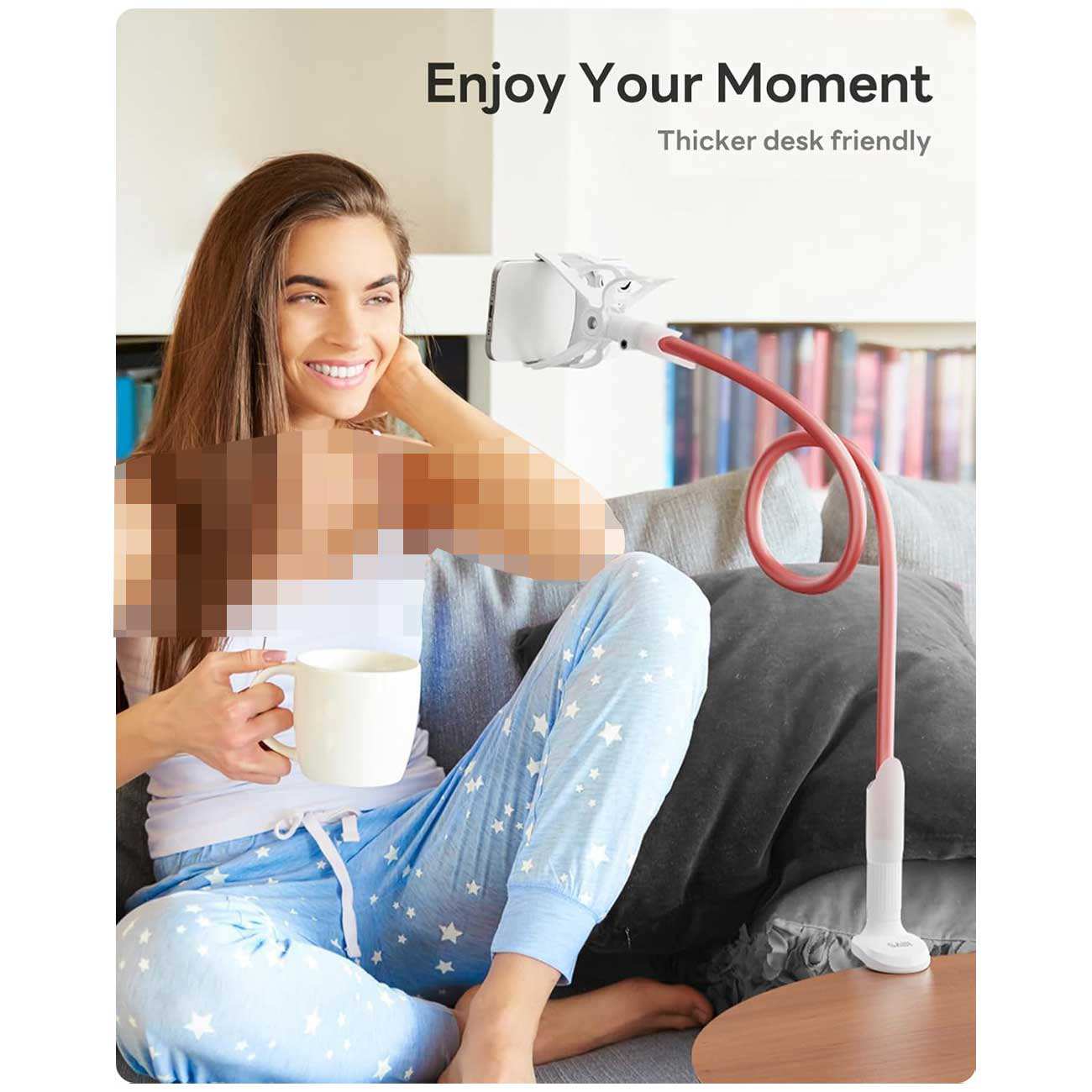 هولدر موبایل بازو بلند سایجی IVY1 با قابلیت اتصال به لبه میز و تخت