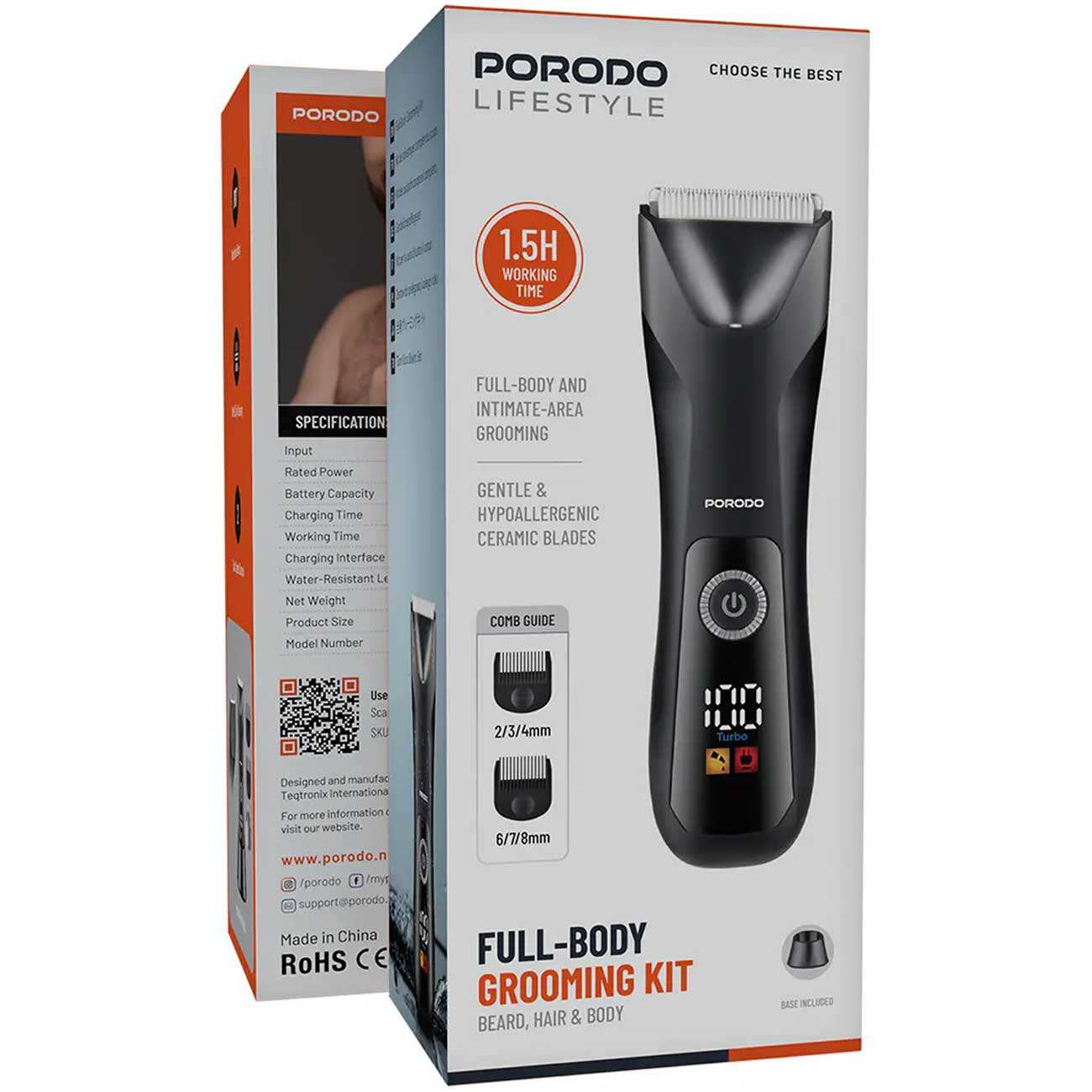 ریش تراش و ماشین اصلاح بدن شارژی پورودو Porodo PDLFST186BK