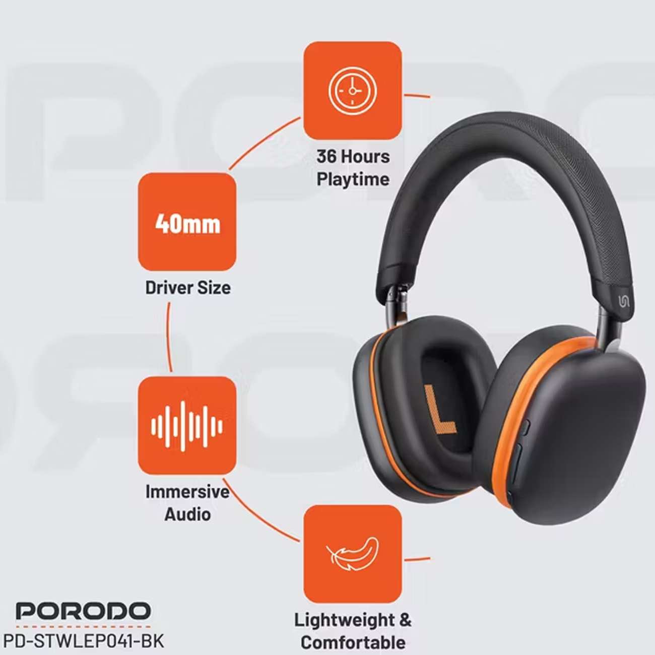 هدفون بلوتوثی 5.3 پورودو Porodo PD-STWLEP041-BK