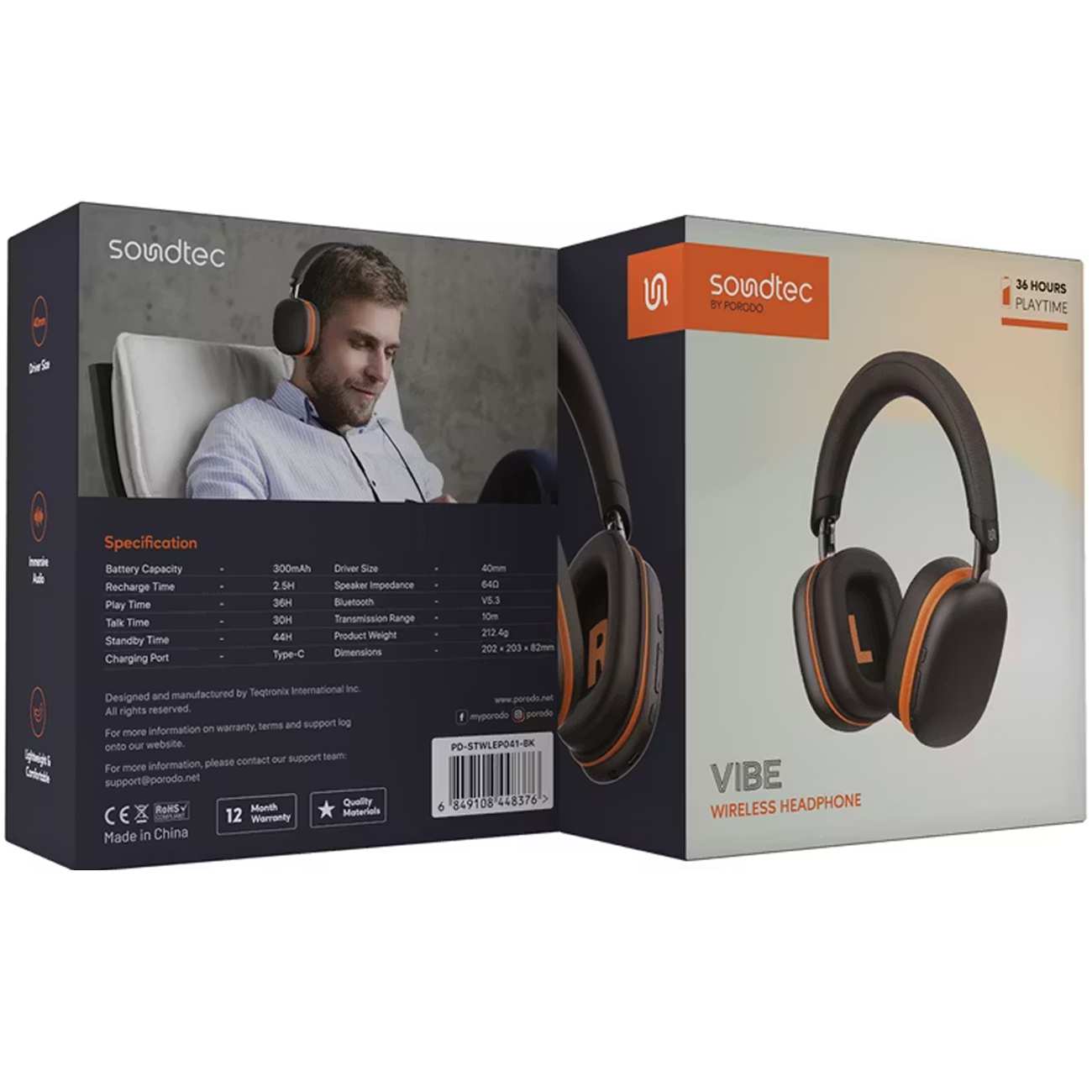 هدفون بلوتوثی 5.3 پورودو Porodo PD-STWLEP041-BK