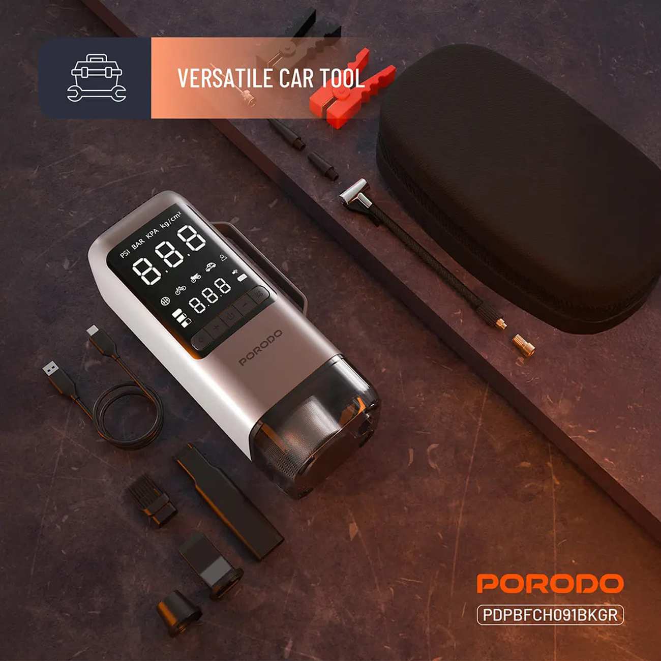 جامپ استارتر و پاوربانک 6 کاره پورودو Porodo PDPBFCH091BKGR