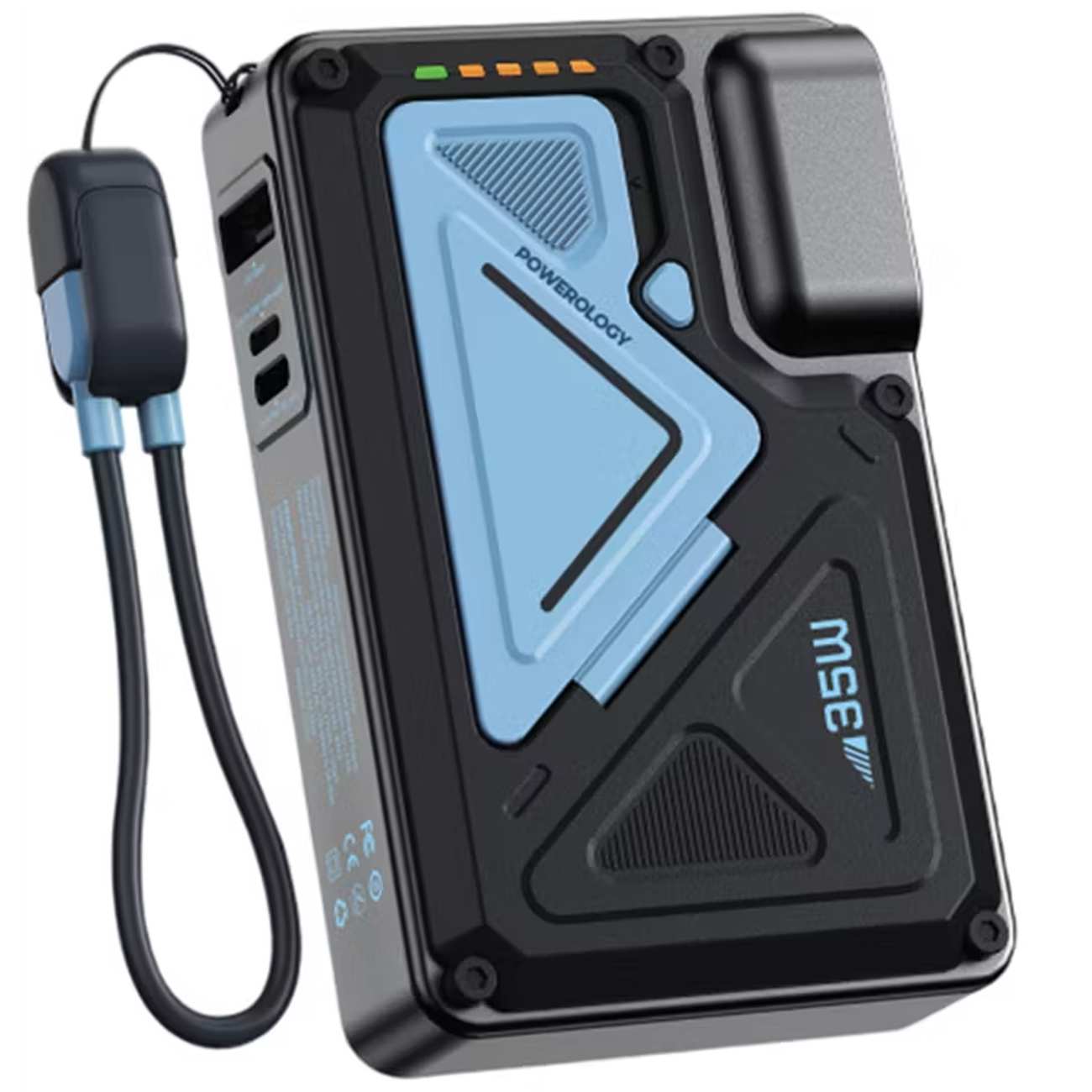 پاوربانک 10000 وایرلس و شارژر دیواری Type-C، USB و لایتنینگ فست شارژ 35 وات پاورولوژی Powerology PPBCHA80