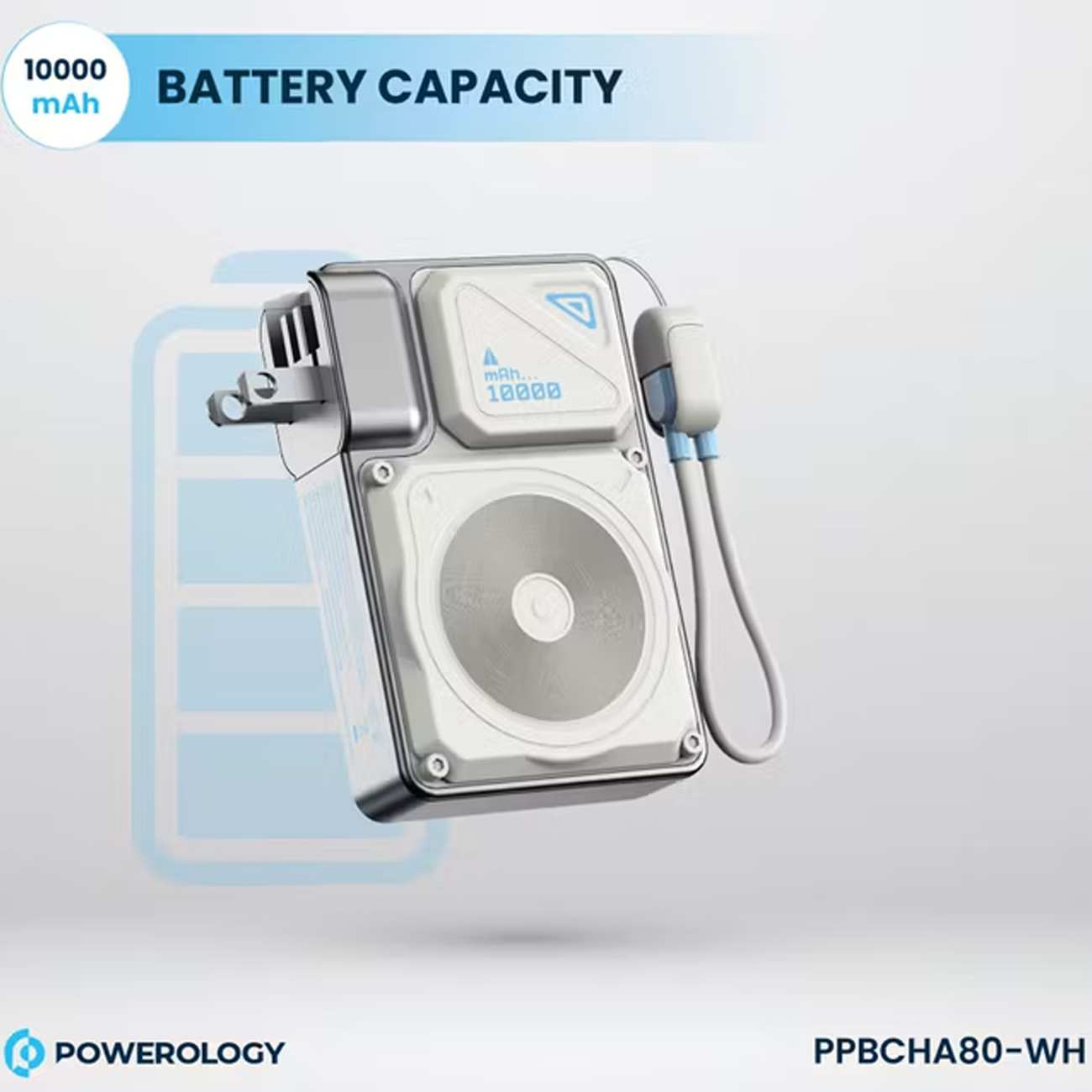 پاوربانک 10000 وایرلس و شارژر دیواری Type-C، USB و لایتنینگ فست شارژ 35 وات پاورولوژی Powerology PPBCHA80