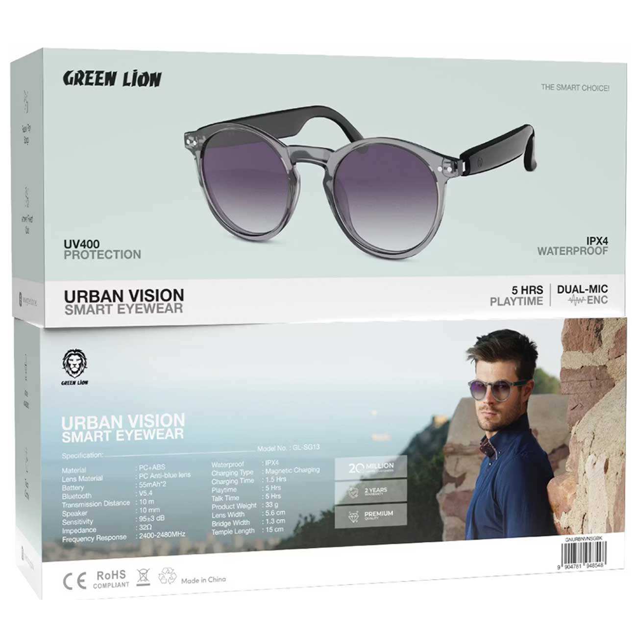 عینک هوشمند گرین لاین Green Lion GNURBNVNSGBK با لنز ضد نور آبی و UV400