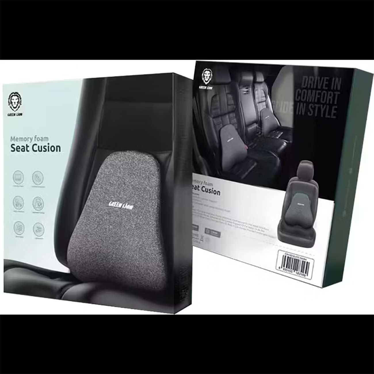بالش طبی پشت کمر خودرو مموری فوم گرین لاین Green Lion GNMESEATCSNBK