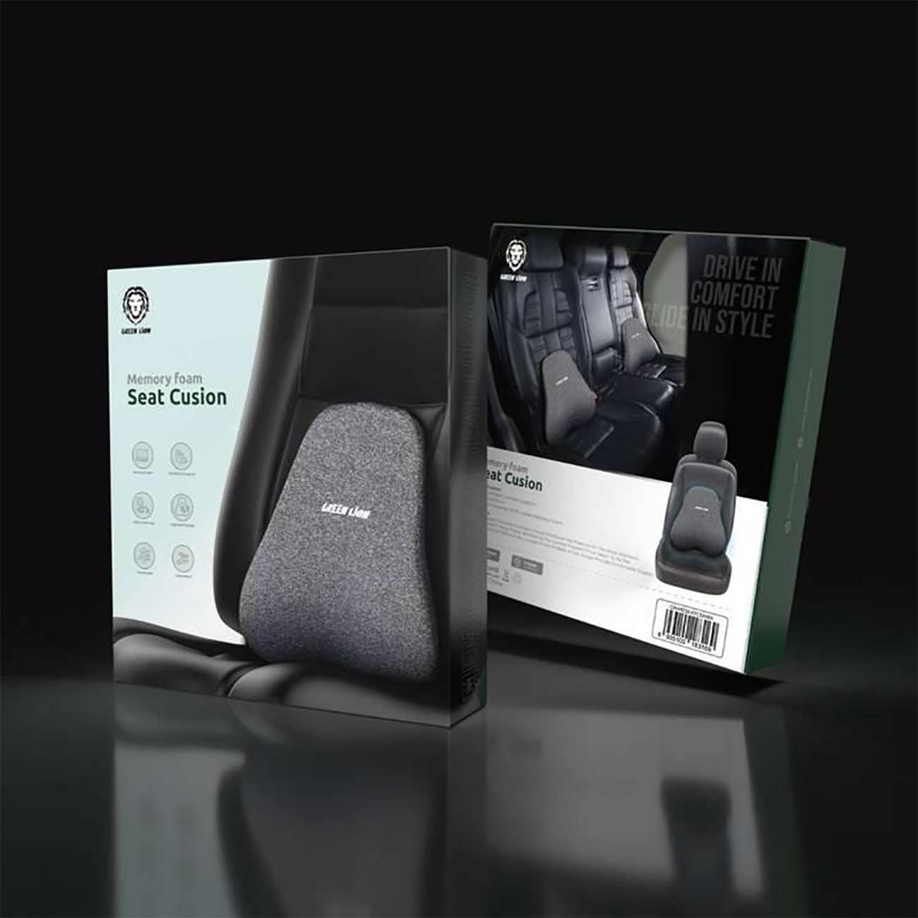 بالش طبی پشت کمر خودرو مموری فوم گرین لاین Green Lion GNMESEATCSNBK