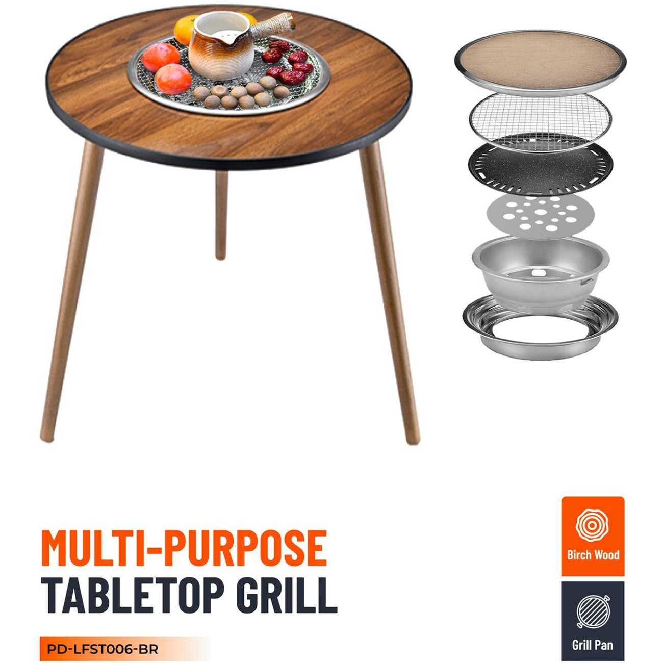 میز کمپینگ و میز گریل چند منظوره تاشو پورودو Porodo PD-LFST006-BR