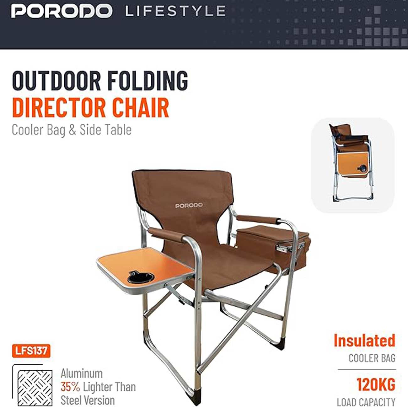 صندلی سفر و کمپینگ تاشو پورودو Porodo PD-LFST137-BR