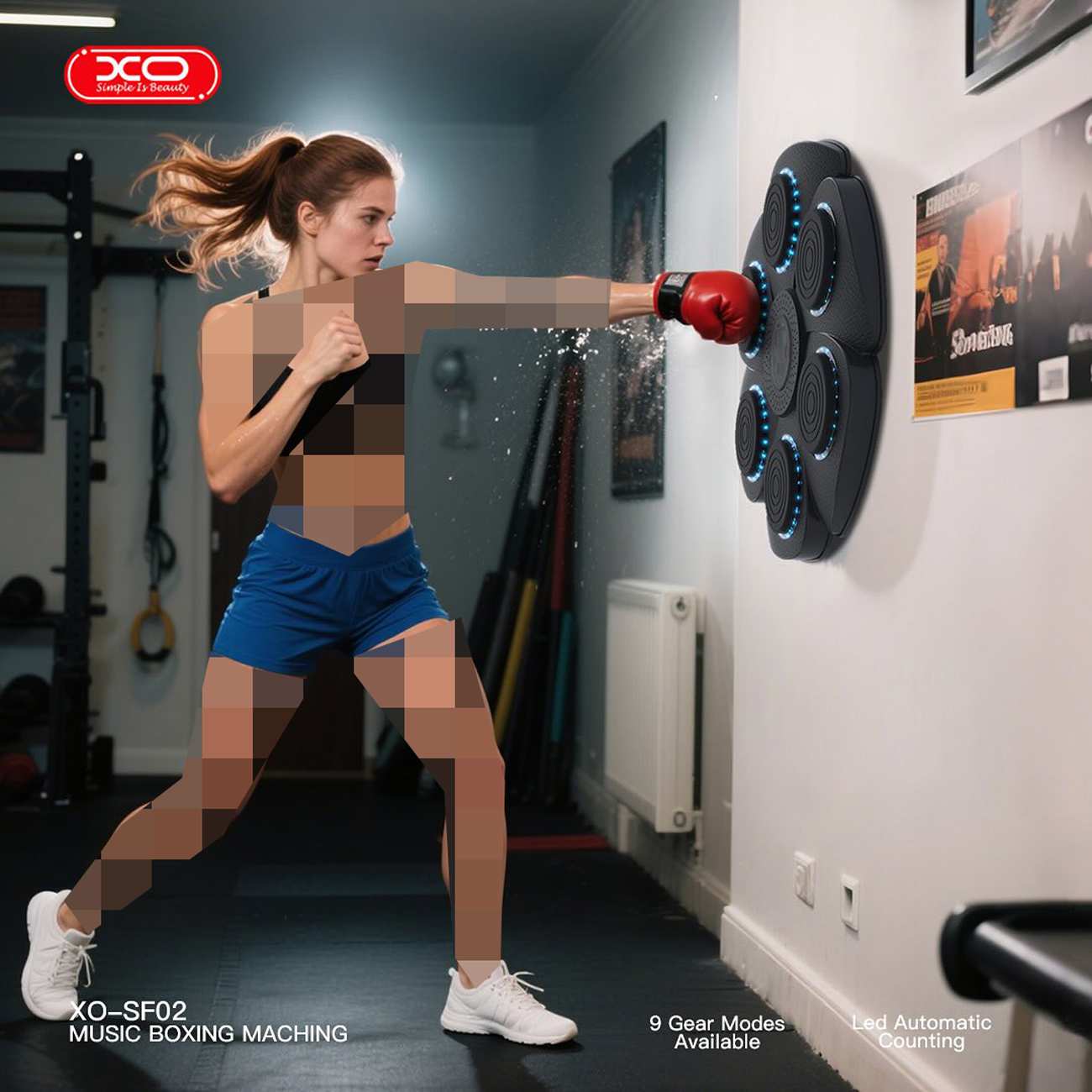 کیسه بوکس دیواری موزیکال هوشمند ایکس او XO SF02