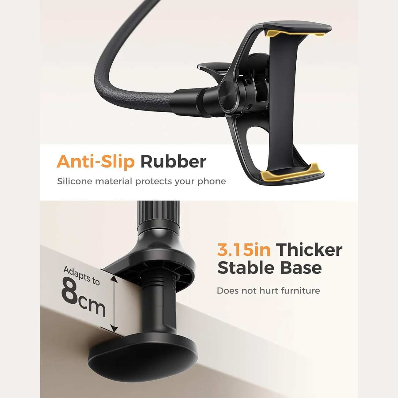 هولدر موبایل بازو بلند سایجی SAIJI IVY3 با قابلیت اتصال به لبه میز و تخت