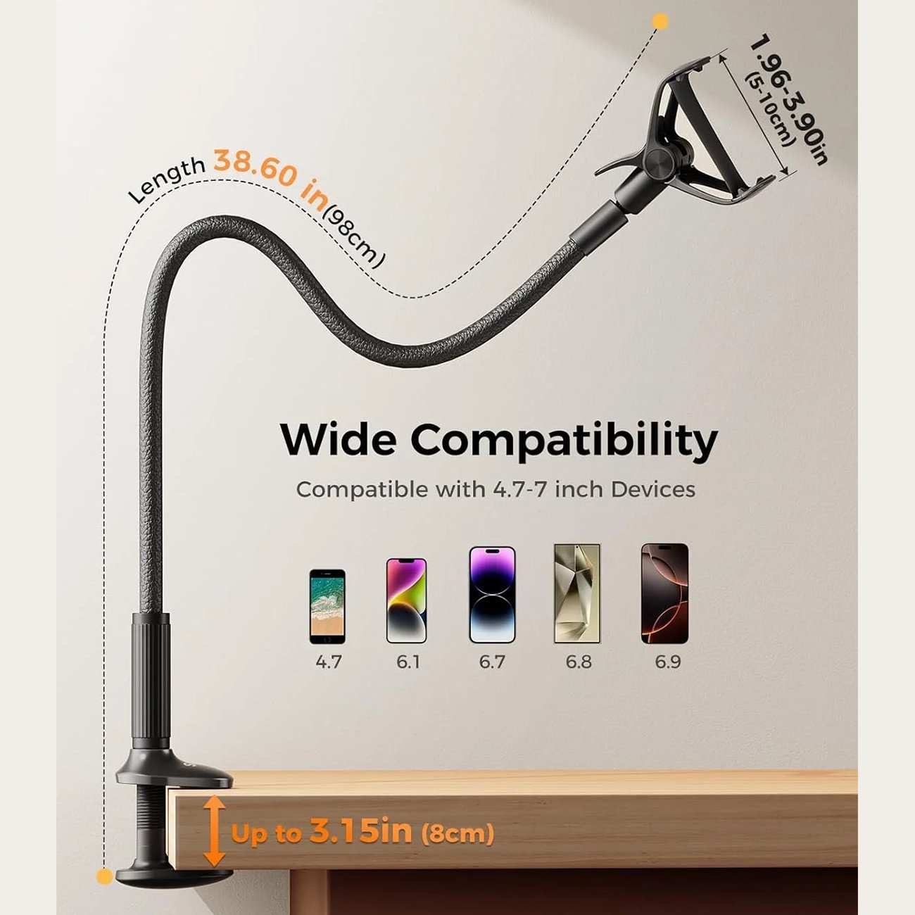 هولدر موبایل بازو بلند سایجی SAIJI IVY3 با قابلیت اتصال به لبه میز و تخت