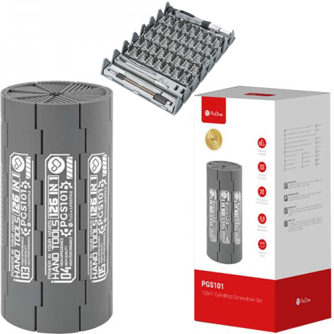 ست پیچ گوشتی آهنربایی استوانه ای 126 عددی پرووان Proone PGS101