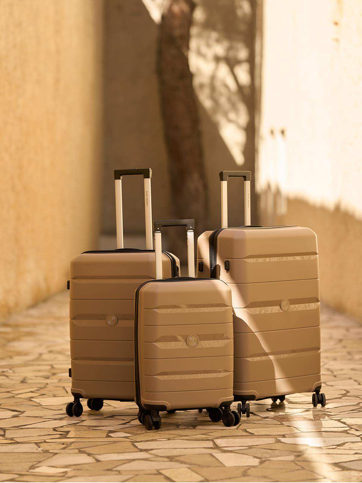 چمدان رزمری مدل Rose Merry RL-303-3S سایز کوچک نسکافه ای