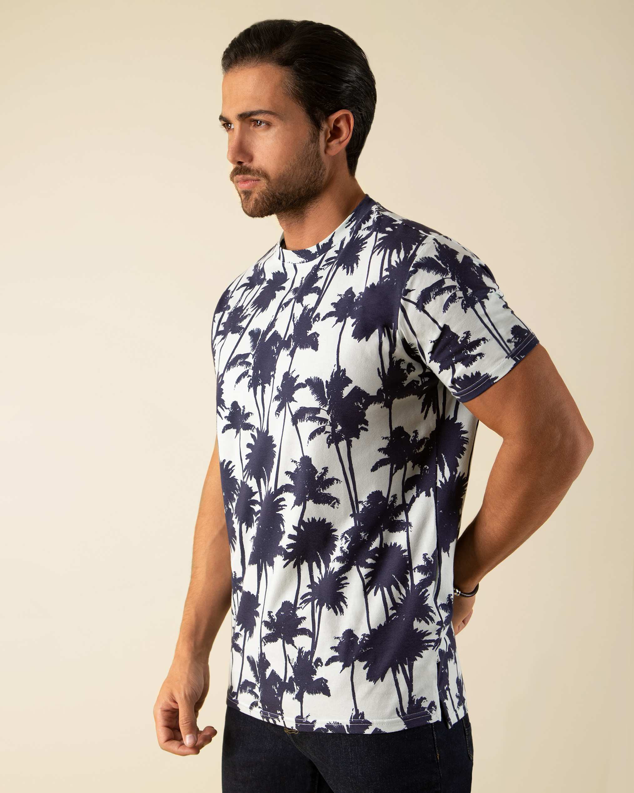 تی شرت طرح دار مردانه 2210607 کروم