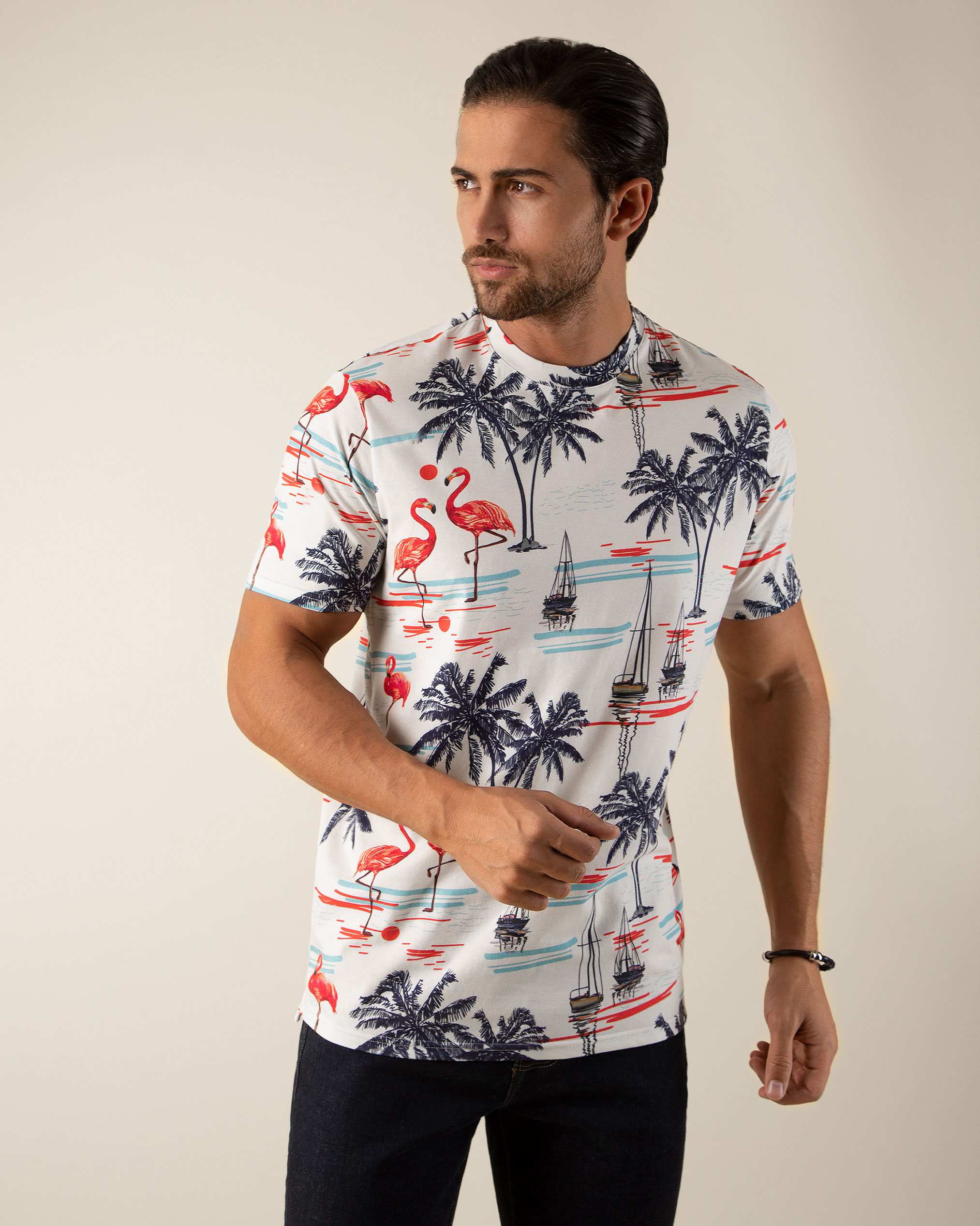 تی شرت طرح دار مردانه 2210609 کروم