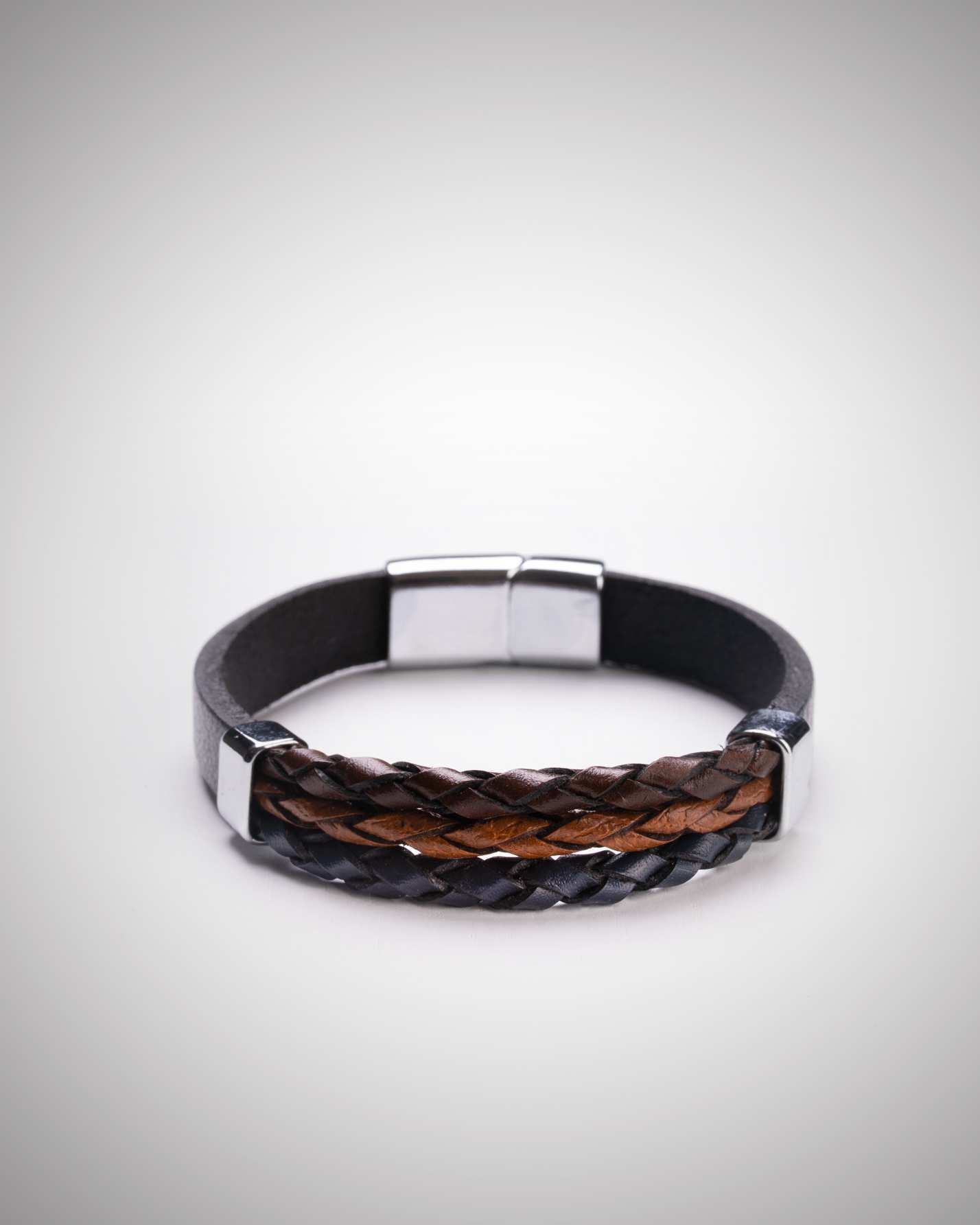 دستبند مردانه چرمی کروم 30