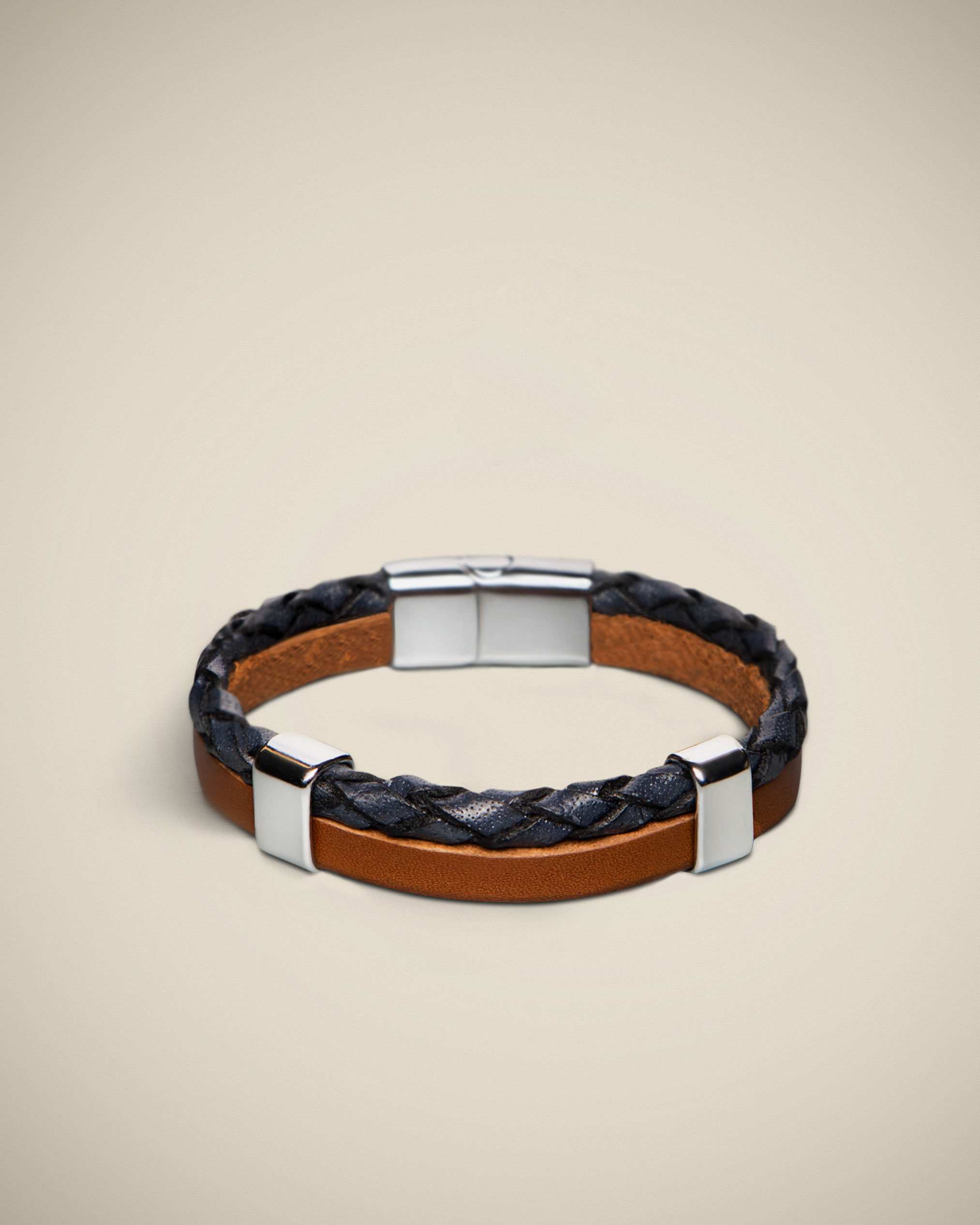 دستبند مردانه چرمی کروم 30