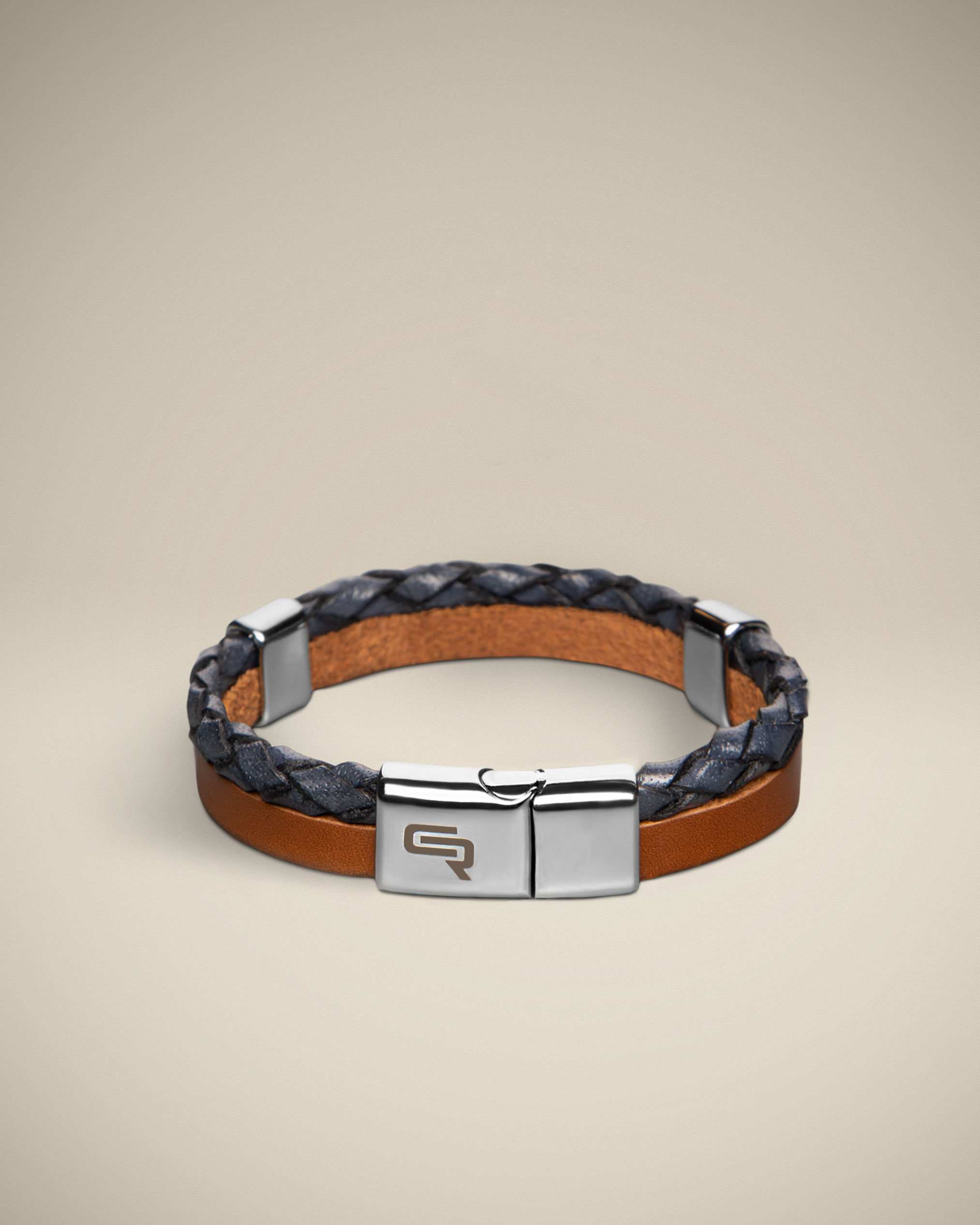 دستبند مردانه چرمی کروم 30