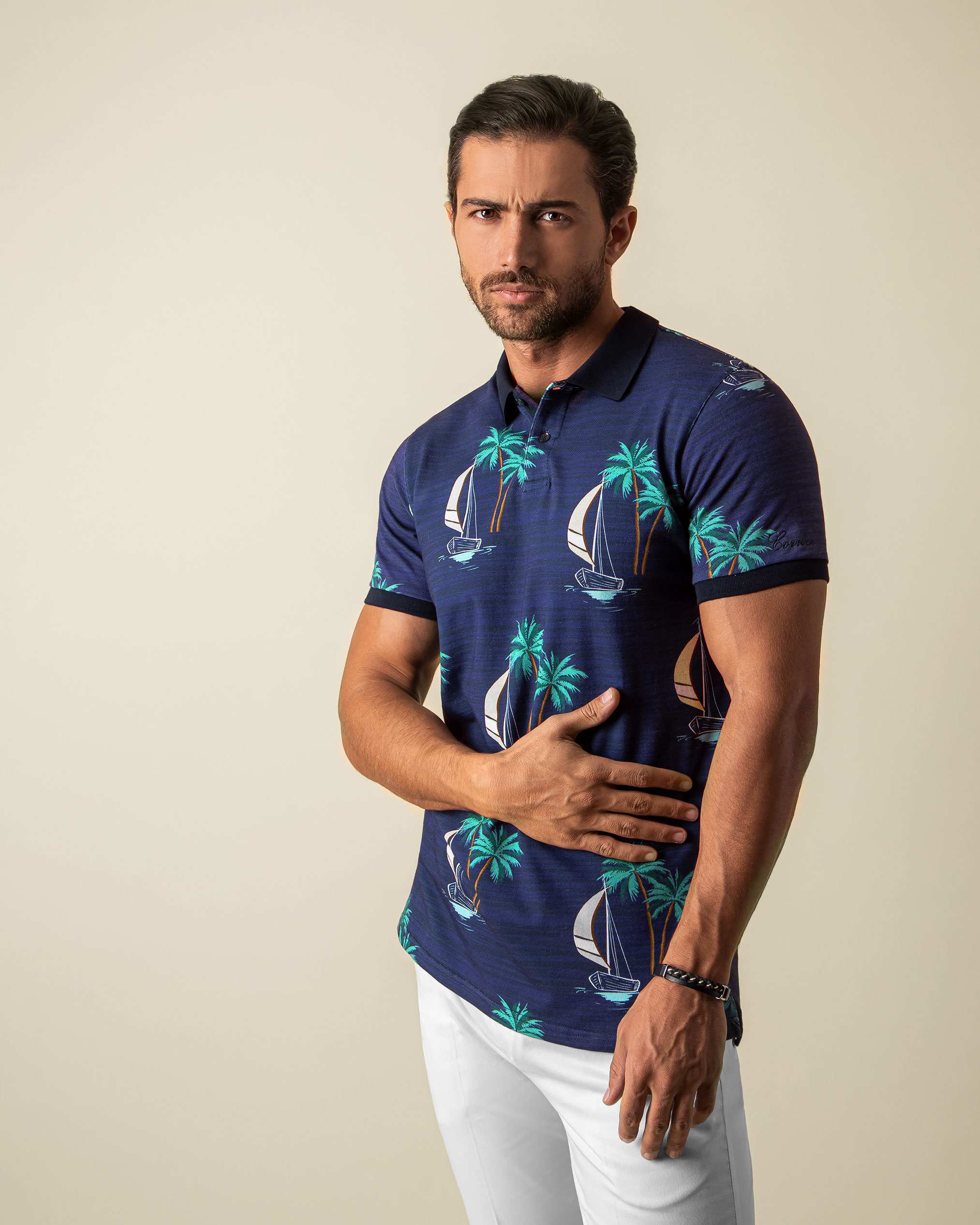 پولوشرت طرح دار 2212301 کروم