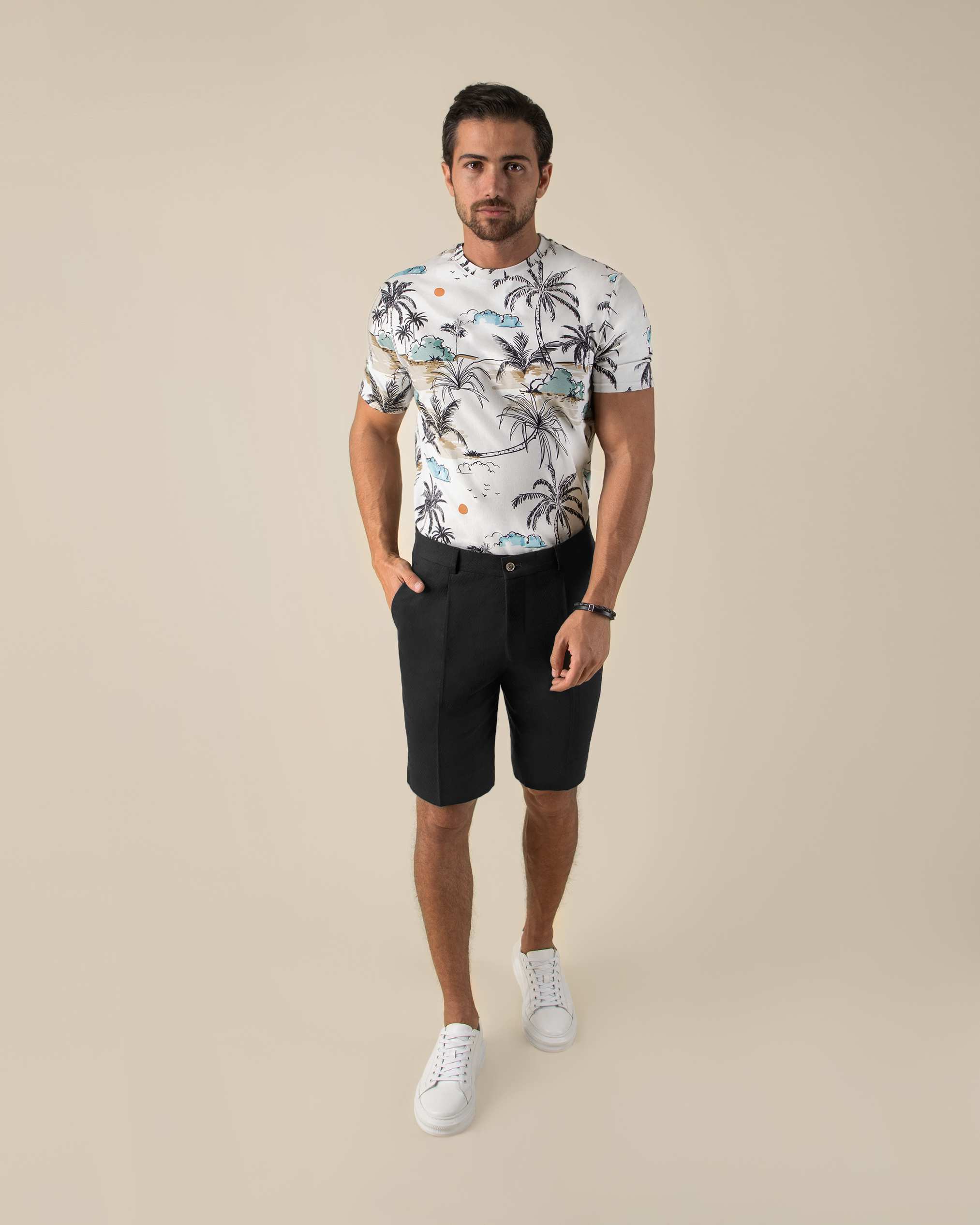 شلوارک کتان 2213002 کروم