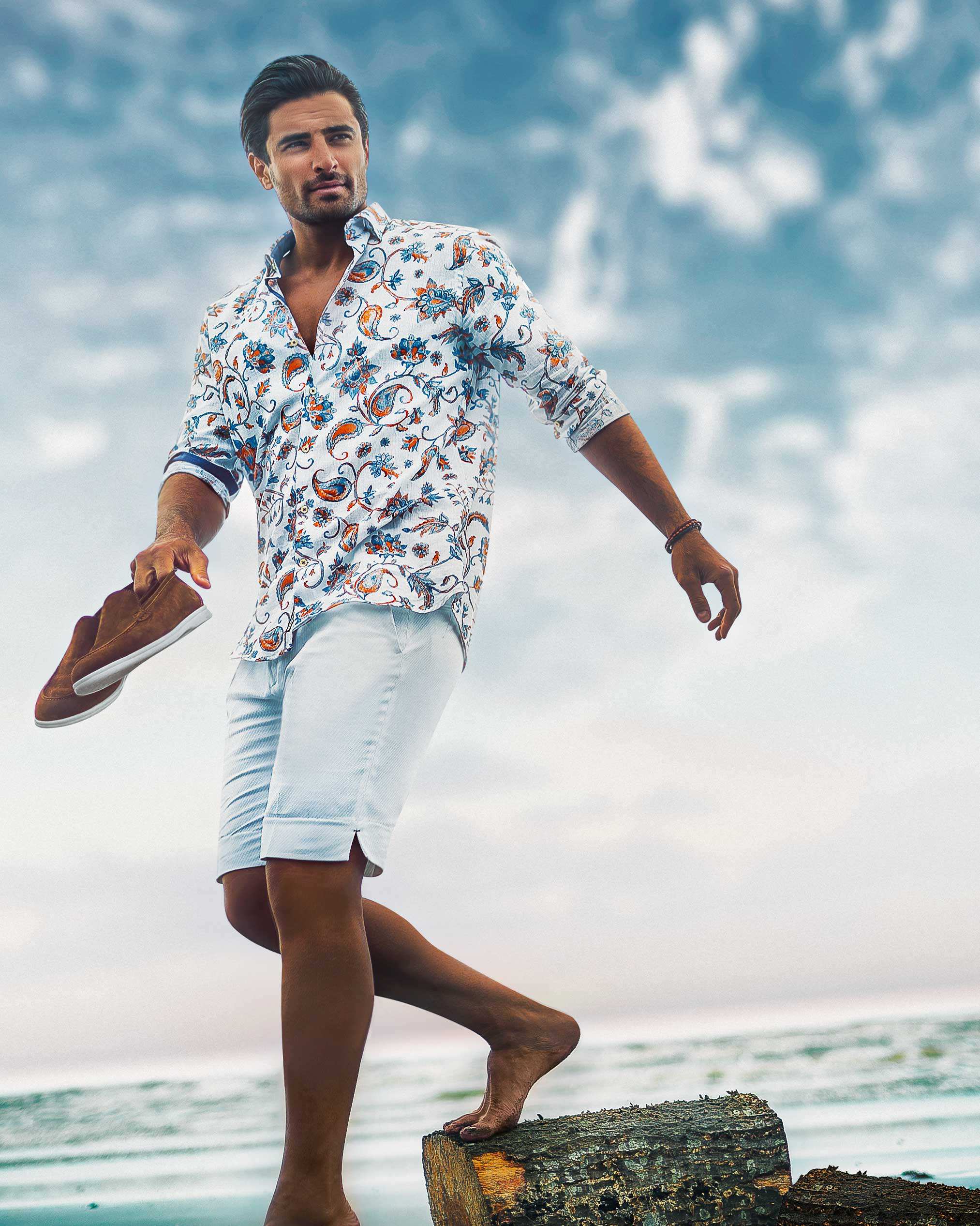 شلوارک کتان 2213002 کروم